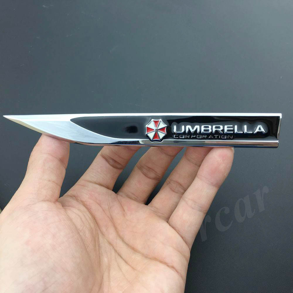 Pair Metal Resident Evil Umbrella Knife Emblem Car Sticker Fender Skirts Badges Pair Metal Resident Evil Umbrella Knife Emblem Car Sticker Fender Skirts Badges