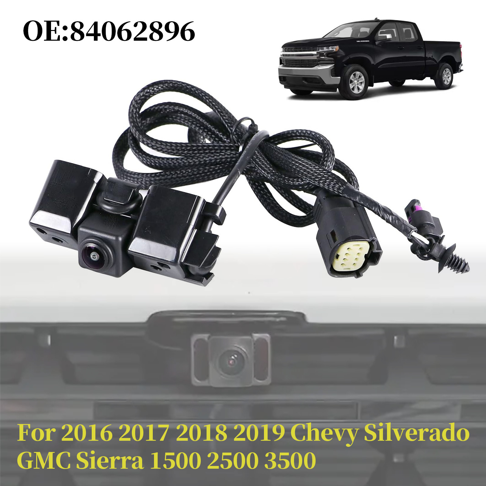 For 2016-2019 Silverado Sierra 1500 2500 3500 84062896 Backup Camera w/Tether