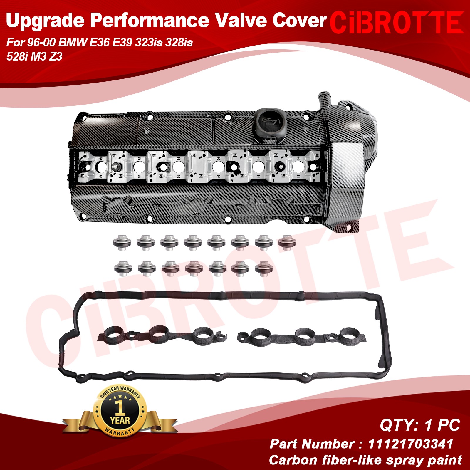 Upgrade Performance Valve Cover or 96-99 BMW E36 328is 328i 323is Carbon fiber