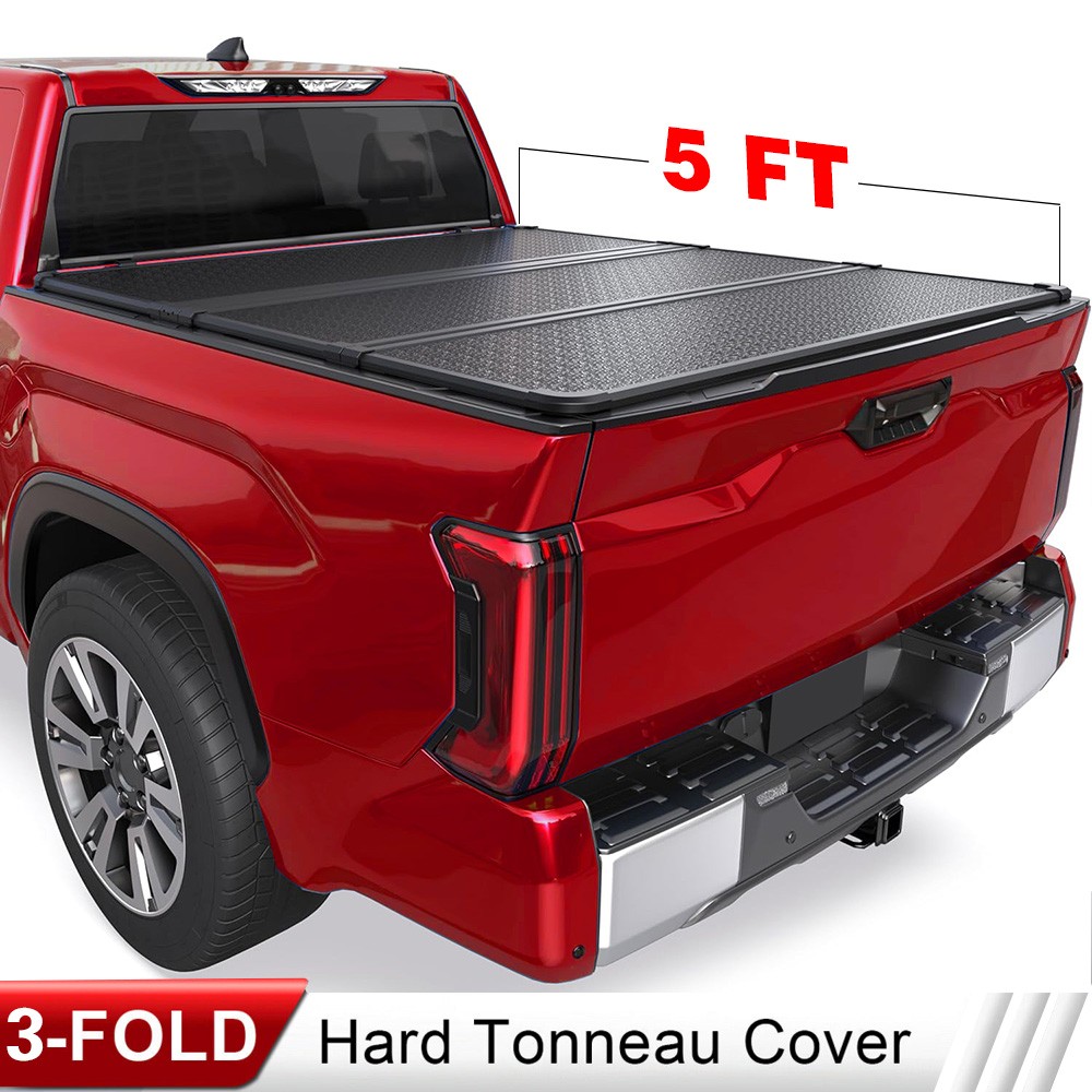 Tri-Fold 5FT Hard Truck Tonneau Cover For 2016-2023 Toyota Tacoma Short Bed