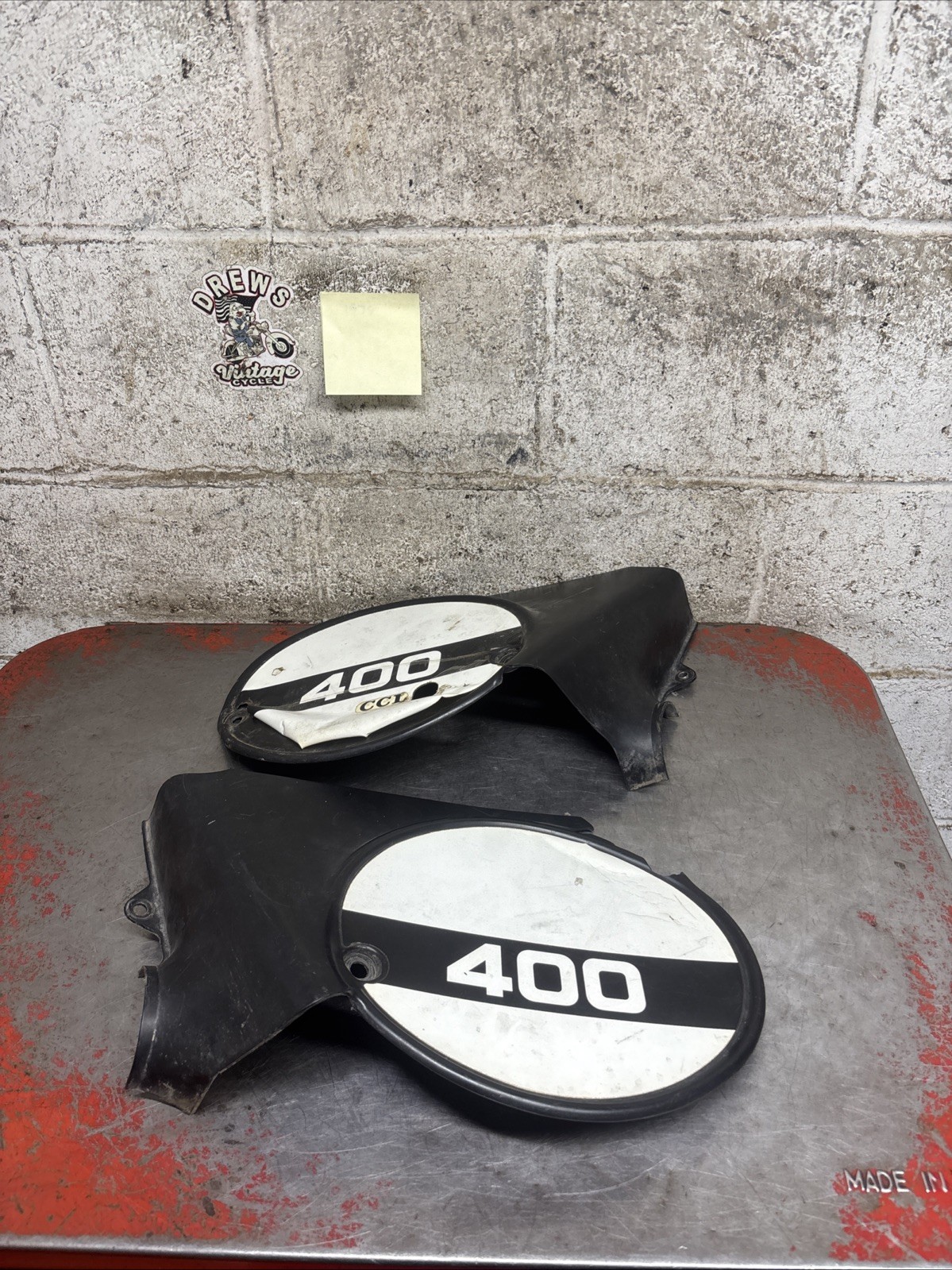 Vintage Suzuki Tm400 Tm 400 Moto Cross Number Plates Side Covers Oem