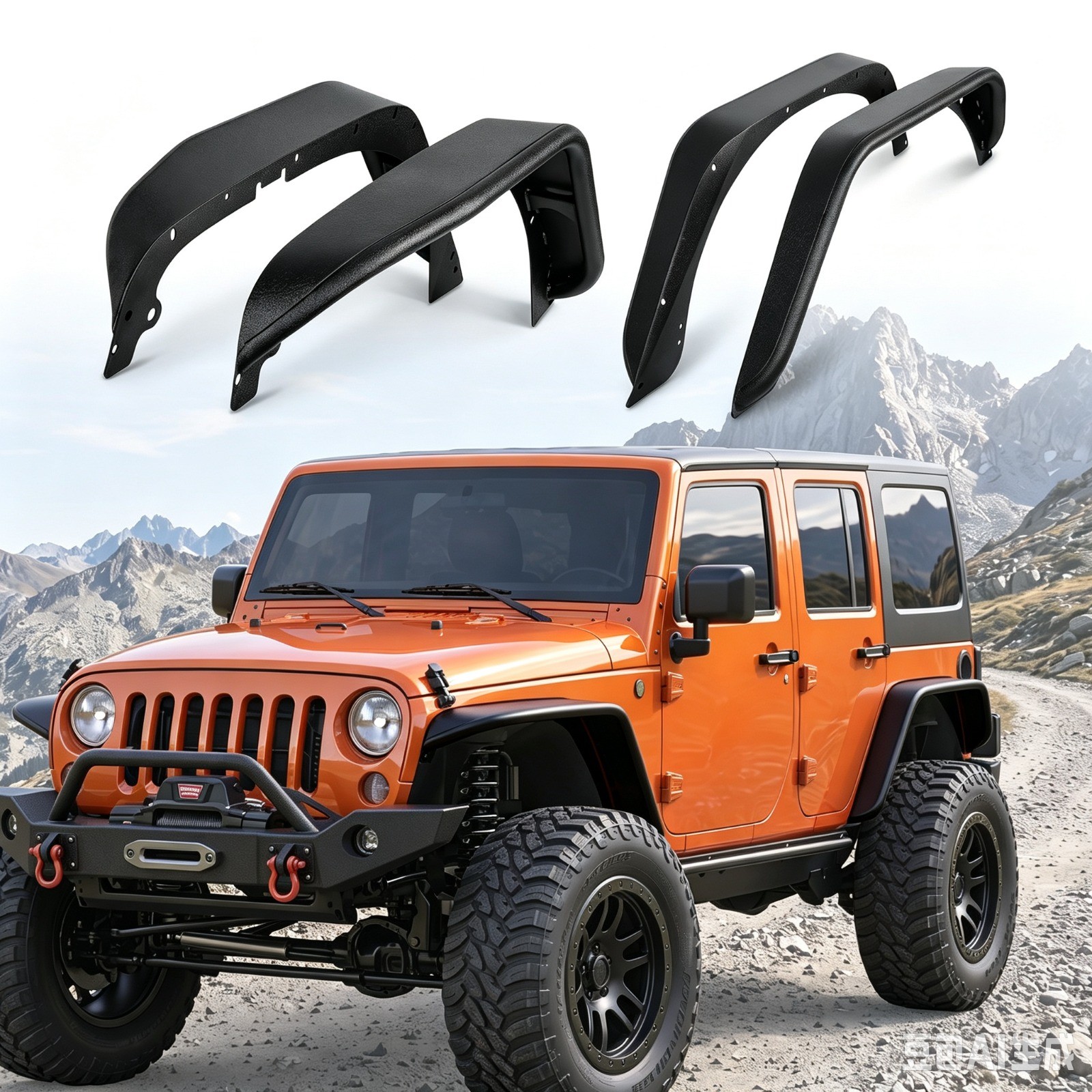 Heavy Duty Steel Tube Fender Flares Front Rear For 07-18 Jeep Wrangler JK JKU Heavy Duty Steel Tube Fender Flares Front Rear For 07-18 Jeep Wrangler JK JKU