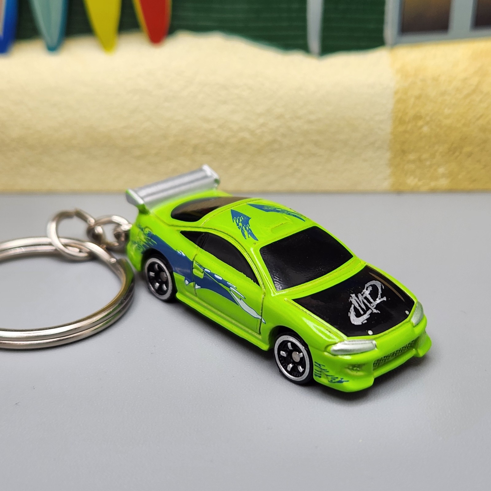 Fits Mitsubishi Eclipse Green F&F Mini Custom Car Key chain 