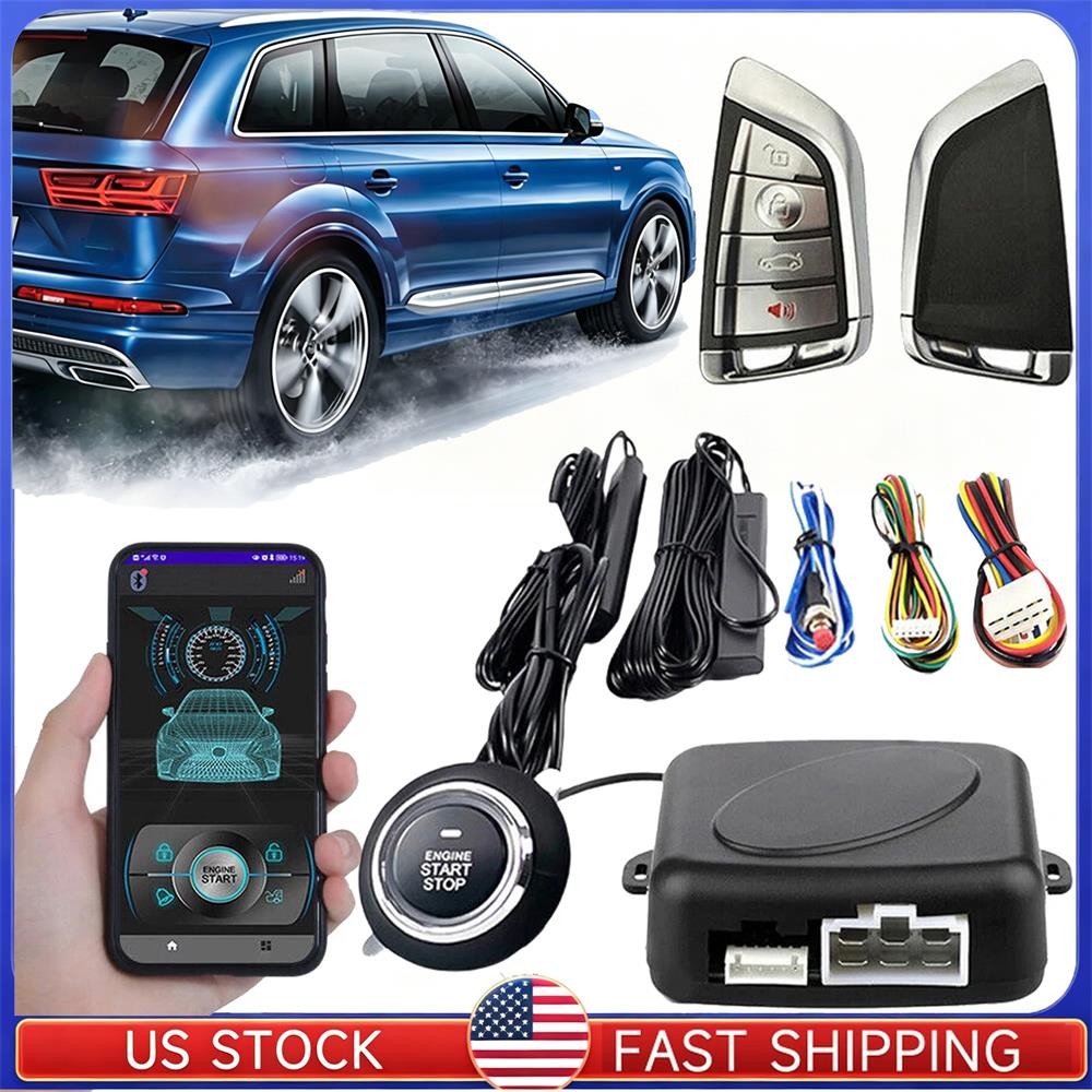 Car Keyless Entry Engine Start Alarm System Push Button Remote Starter Stop Kits