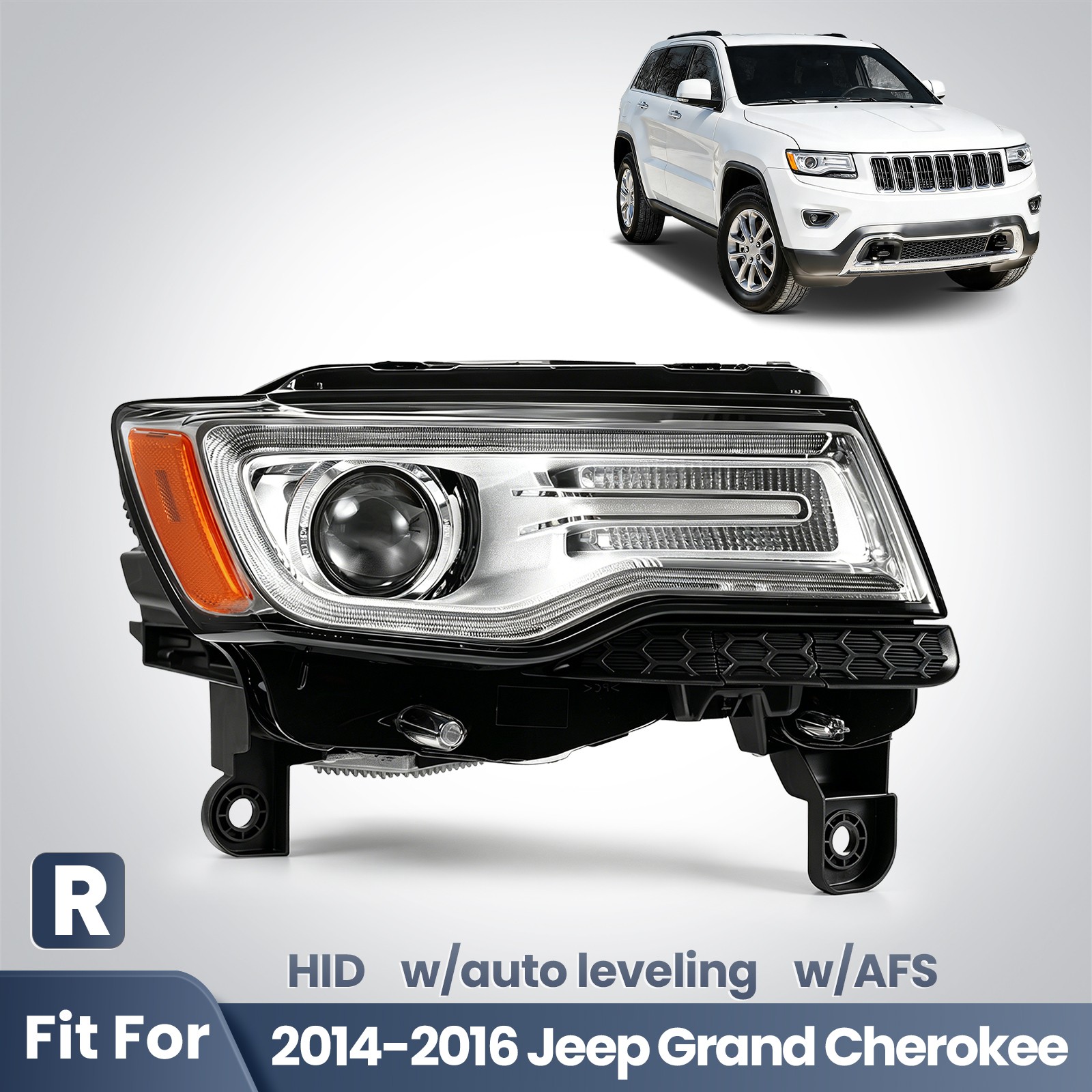 For 2014-2016 Jeep Grand Cherokee HID Projector Headlight W/ AFS Right Passenger