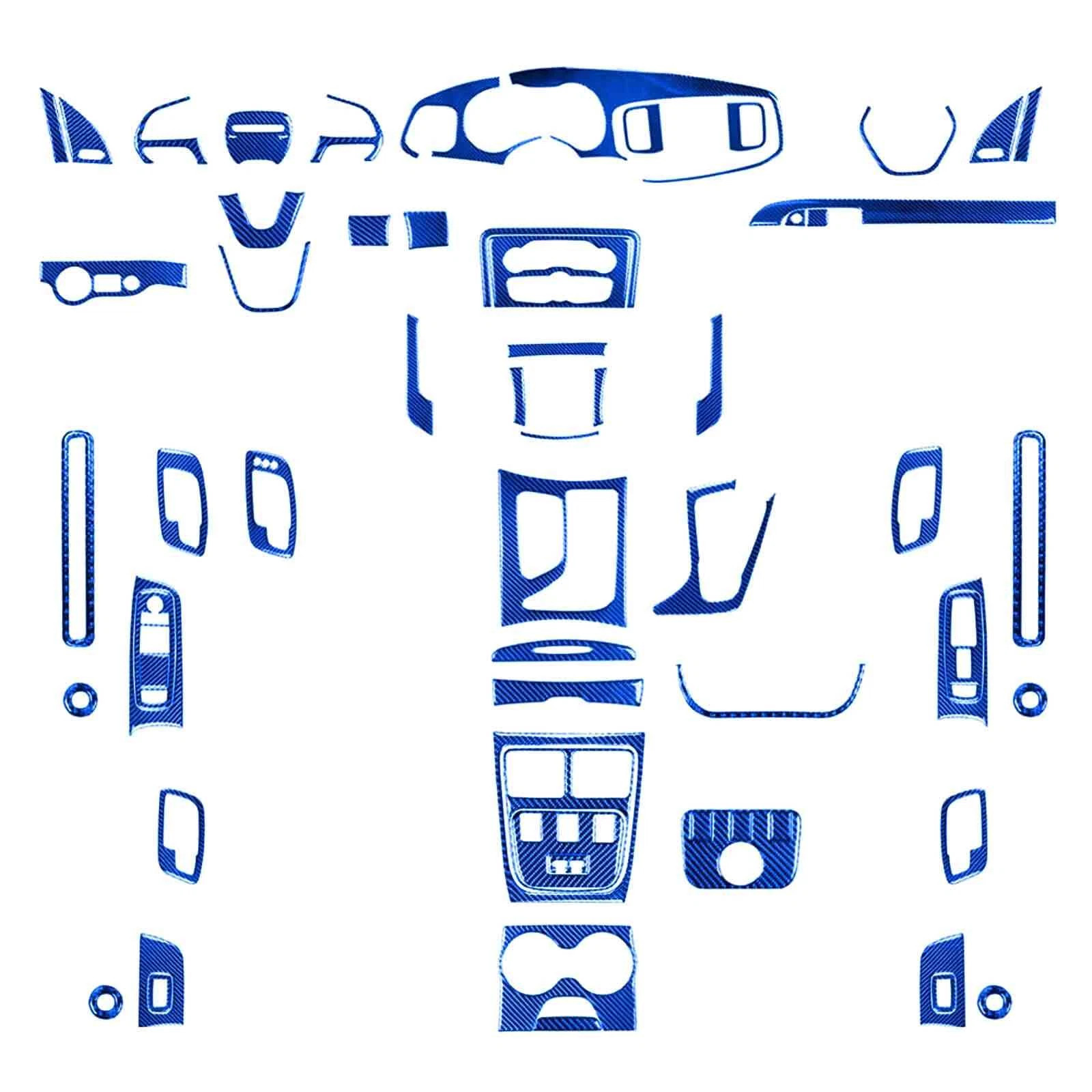 62 Blue carbon fibre trim for the full car interior, fits Dodge Challenger 15-22