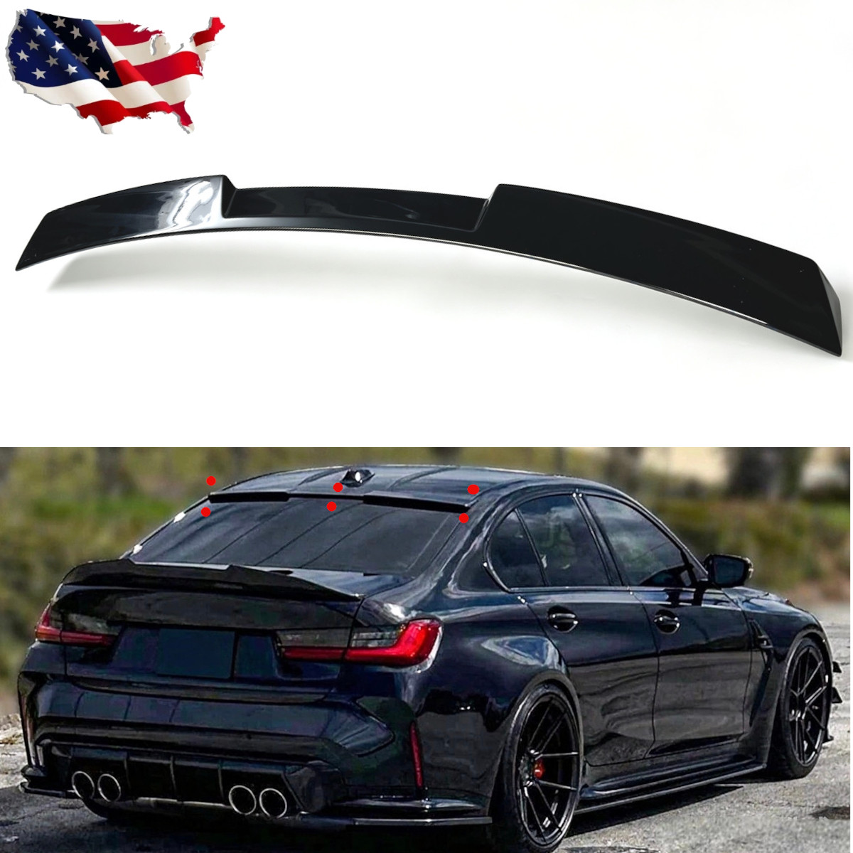 FOR 19-26 BMW G20 330i M340i G80 M3 V STYLE GLOSS BLACK REAR WINDOW ROOF SPOILER FOR 19-26 BMW G20 330i M340i G80 M3 V STYLE GLOSS BLACK REAR WINDOW ROOF SPOILER