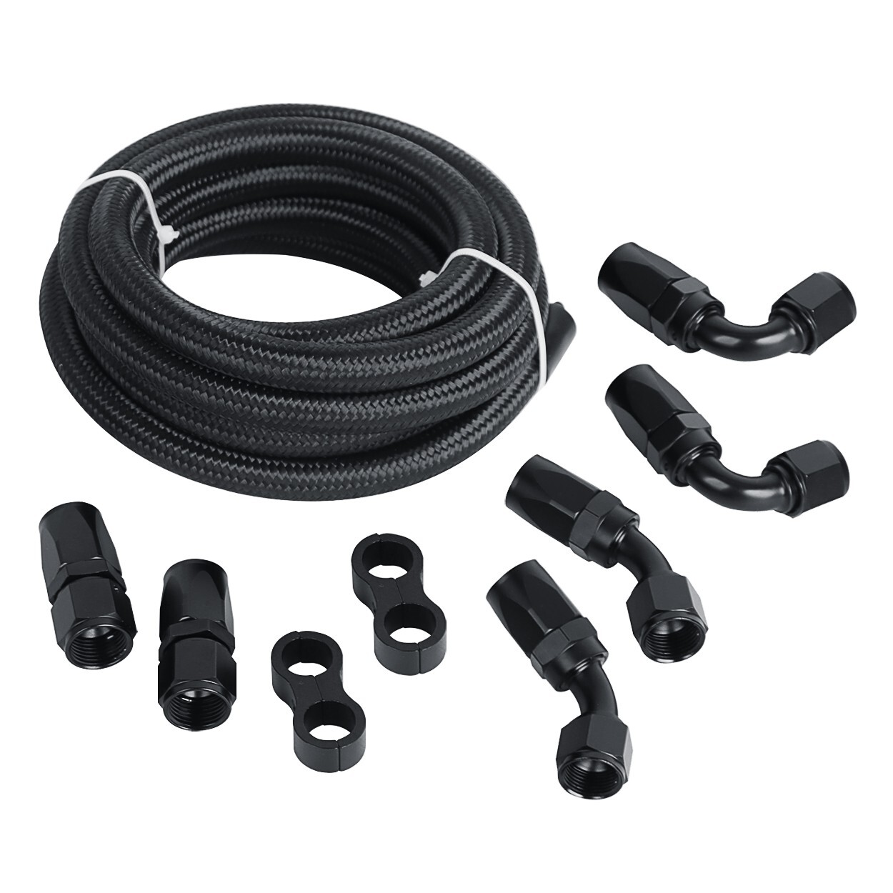 LokoCar 10AN Fuel Hose Fittings For Nylon Braided CPE Fuel Line Kit  10FT Black