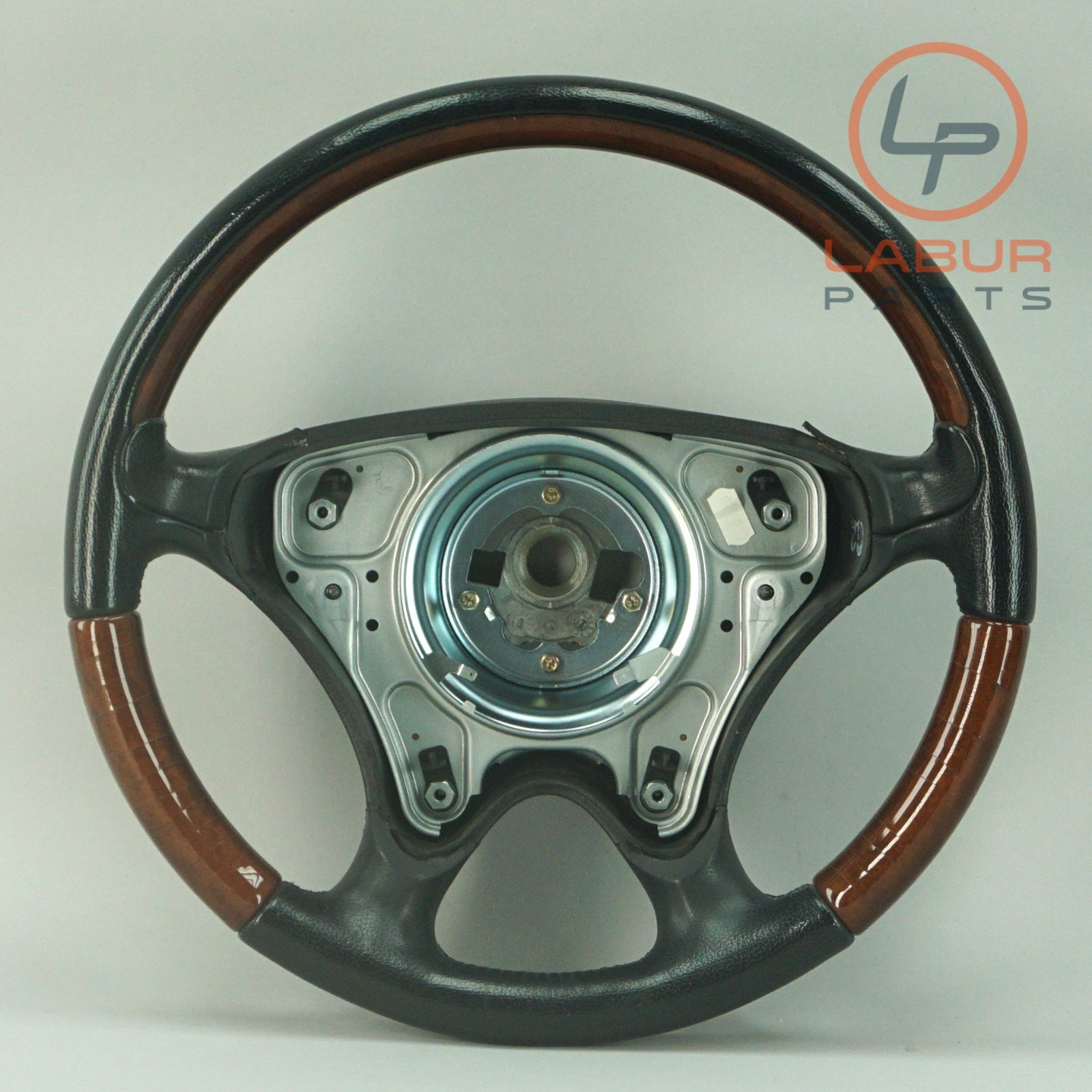 R170 01-04 Mercedes SLK Class Steering Wheel Black w/ Wood Trim SW287
