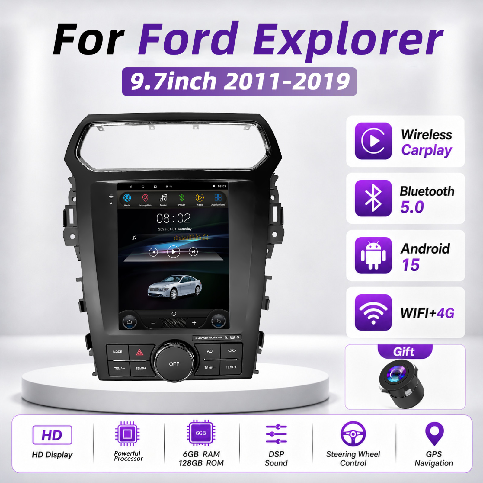 9.7'' Car Radio Stereo Android 15 For Ford Explorer 2011-2019 Carplay GPS Navi