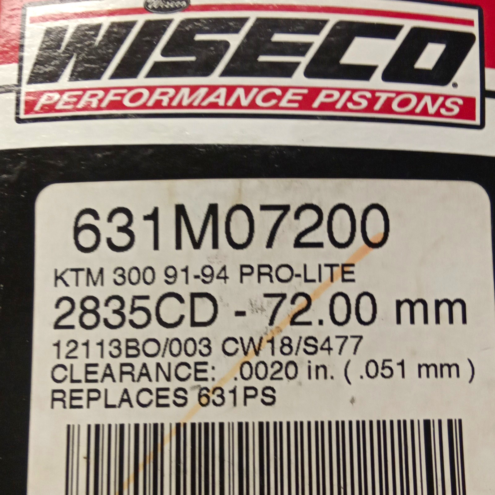 Wiseco Piston Kit 631M07200 Wiseco Piston Kit 631M07200
