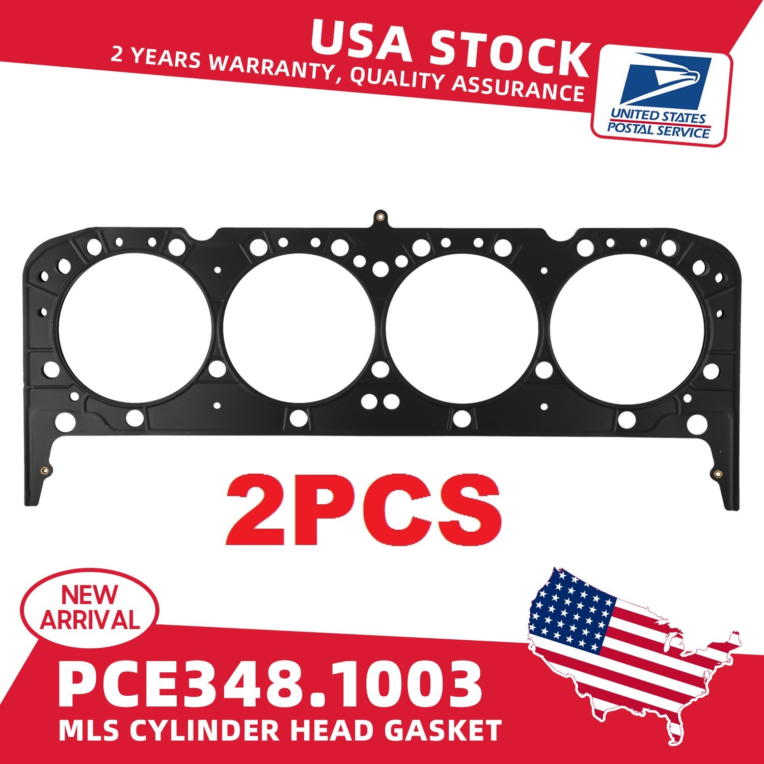 2PC New MLS Multi Layer Steel Cylinder Head Gasket For Chevy SBC 350 PCE348.1003