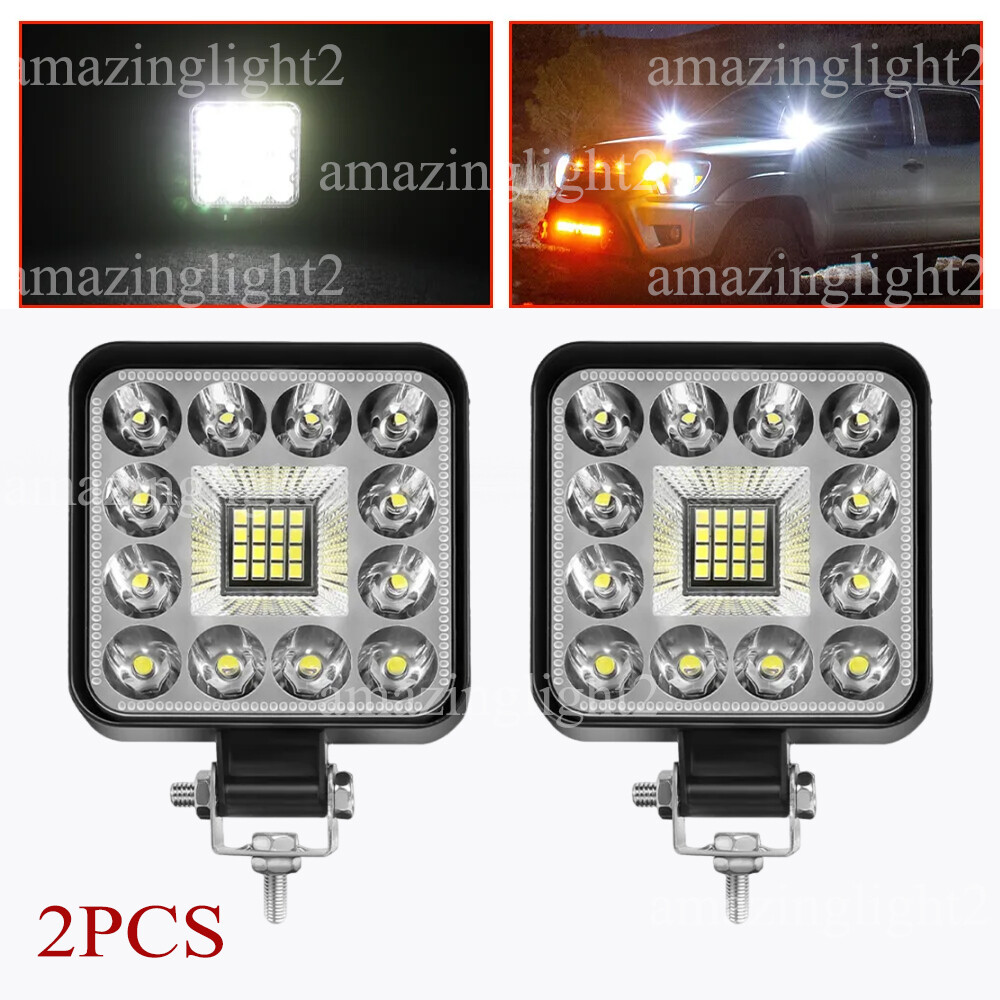 2Pcs Square LED Work Light Pods SPOT Lights For Truck Off Road Tractor 12V