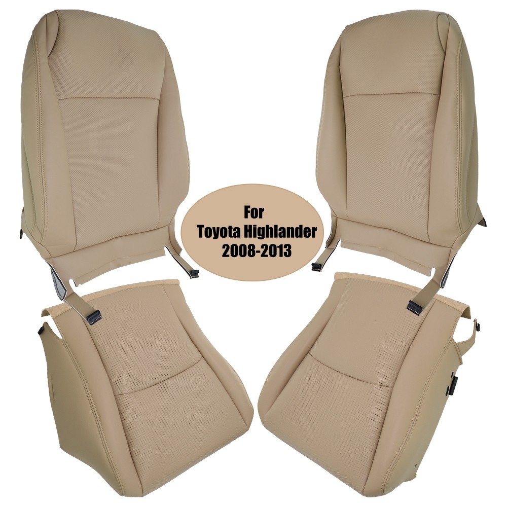 For 08-13 Toyota Highlander Driver Passenger Tan Leather Seat Covers 4-Piece