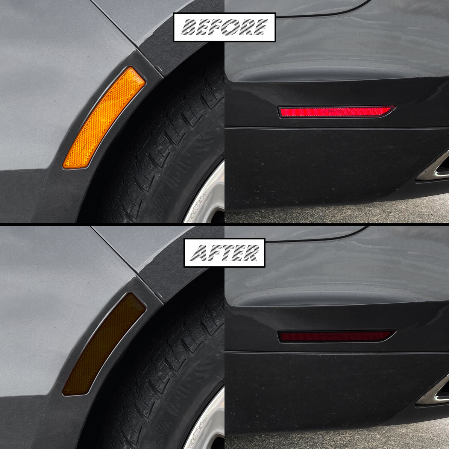 FOR 13-20 Lincoln MKZ Front & Rear Side Marker SMOKE Precut Vinyl Tint Overlays