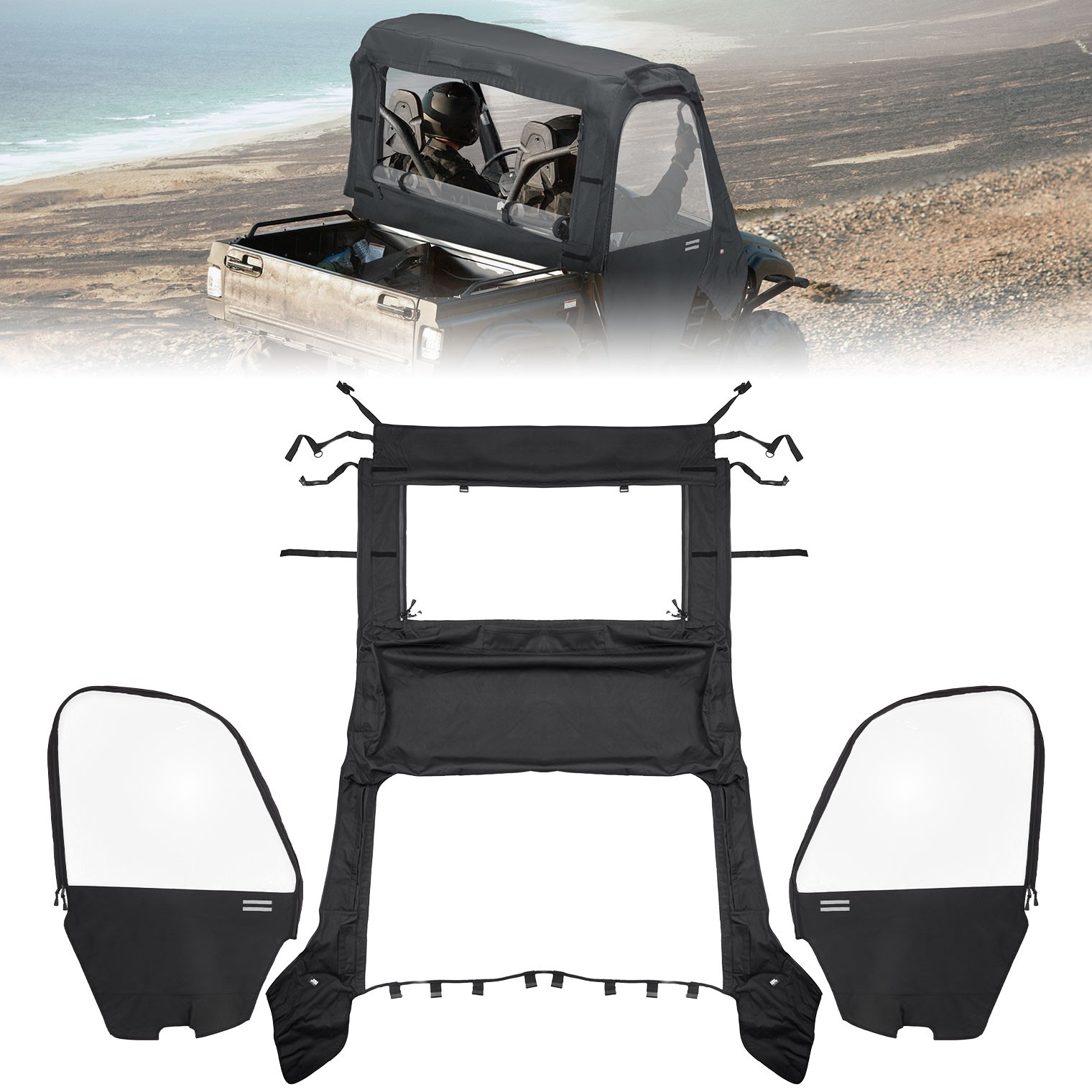 UTV Cab Enclosure Upper Door w/ Half Doors for Yamaha Rhino450 660 700 2004-2013