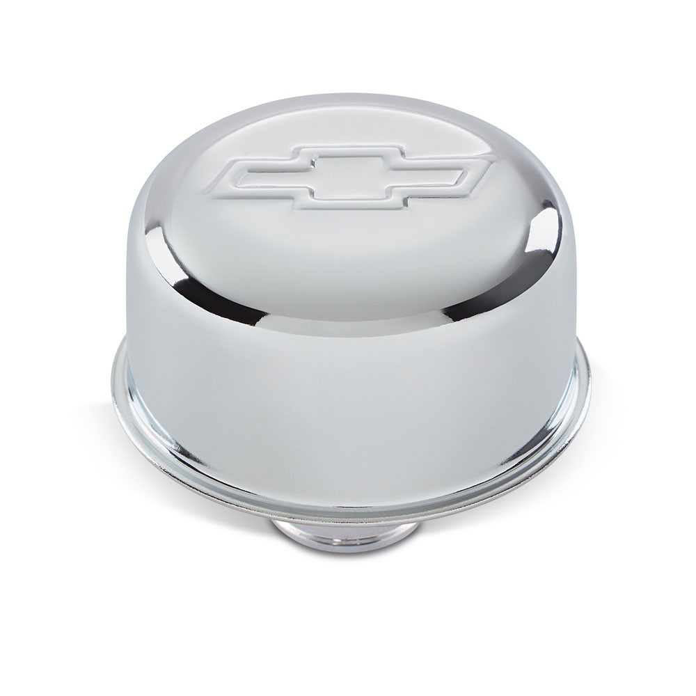 Proform Crankcase Breather Cap 141-616; GM Perf, Bowtie Chrome Steel for Chevy