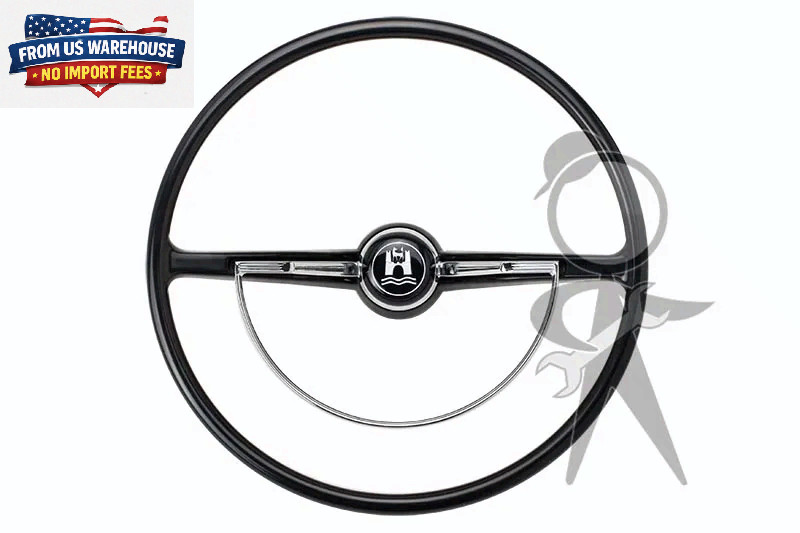 1962-71 VW Beetle Bug Ghia Type 3 Black Steering Wheel Kit 15-3/4\ 1962-71 VW Beetle Bug Ghia Type 3 Black Steering Wheel Kit 15-3/4\