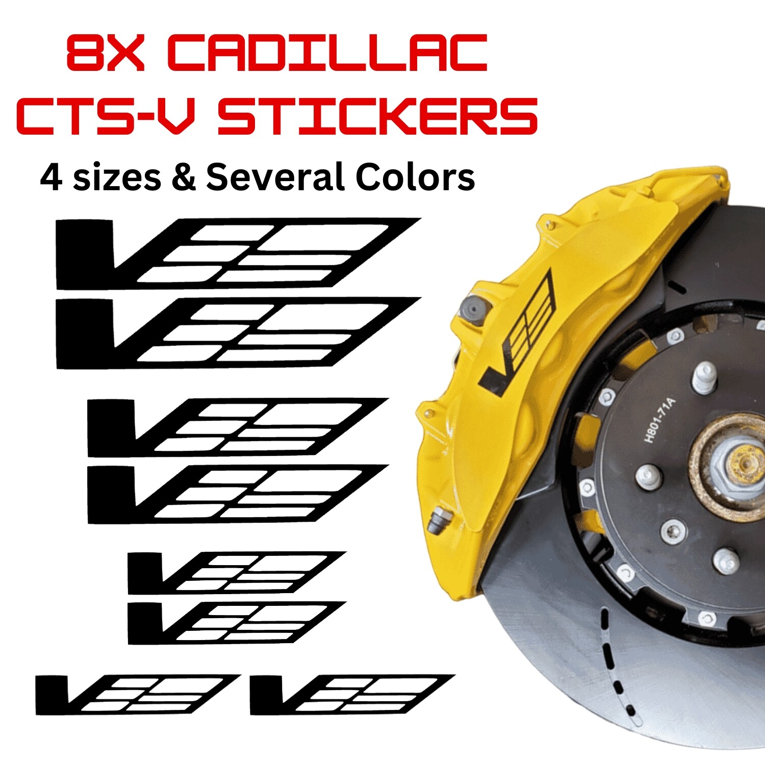8x Cadillac CTS-V Brake Caliper Decal Stickers / Car Decals / Car Stickers