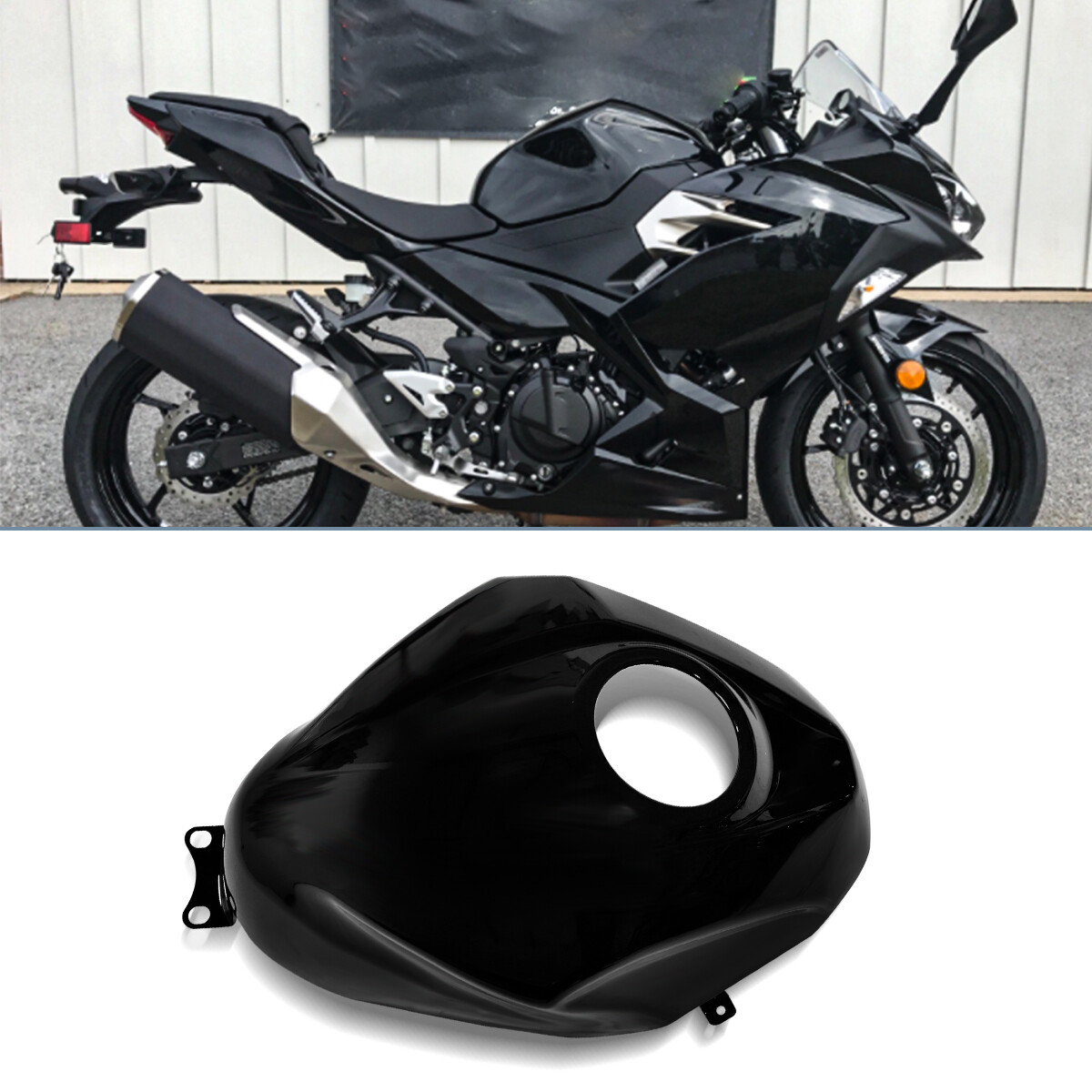 For 2018-2022 Kawasaki Ninja 400 ABS Gas Fuel Tank Cover Fairing Glossy Black US