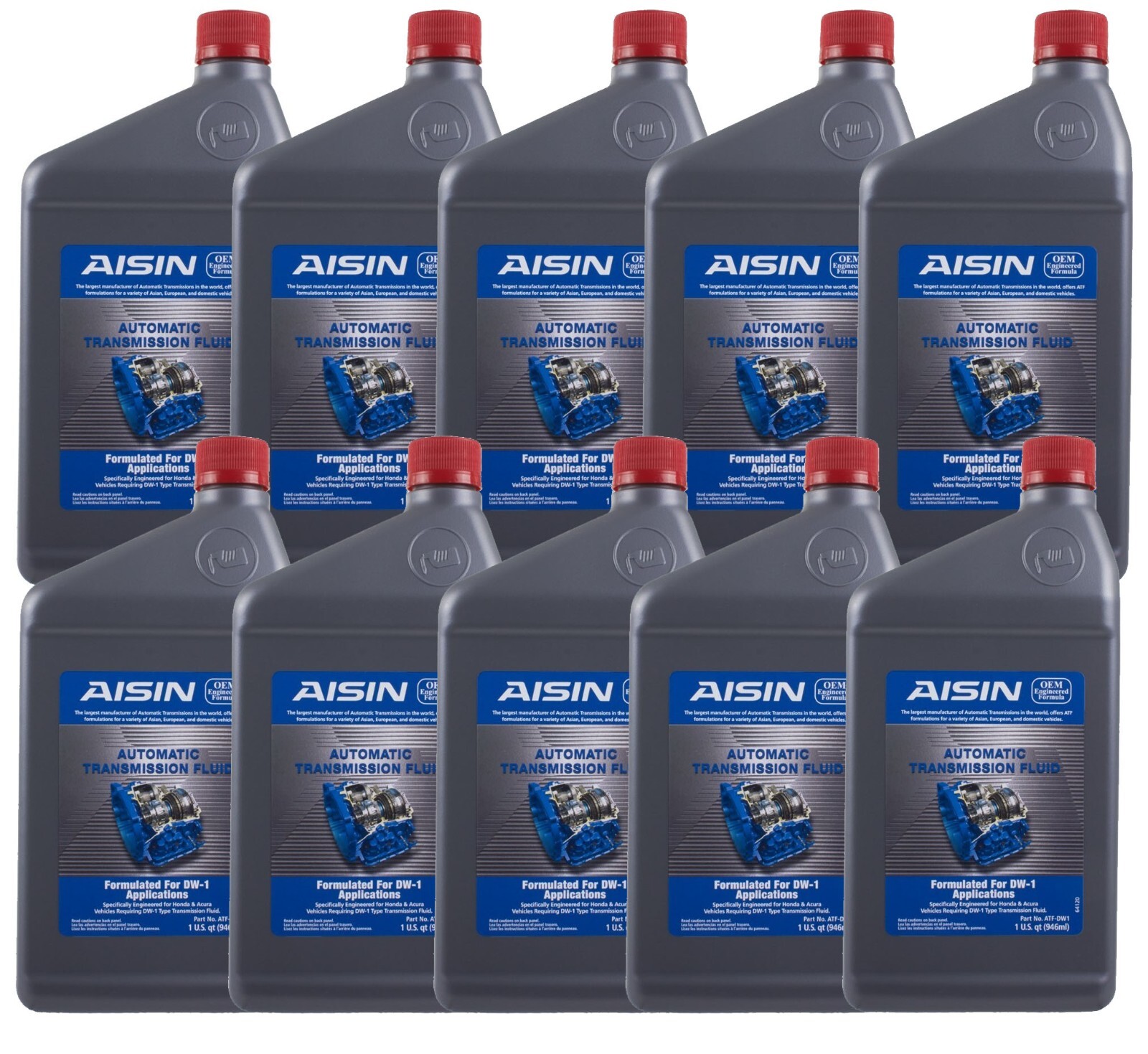 Aisin 10 Quarts Automatic Transmission Fluid for Honda Acura 10 x 1qt