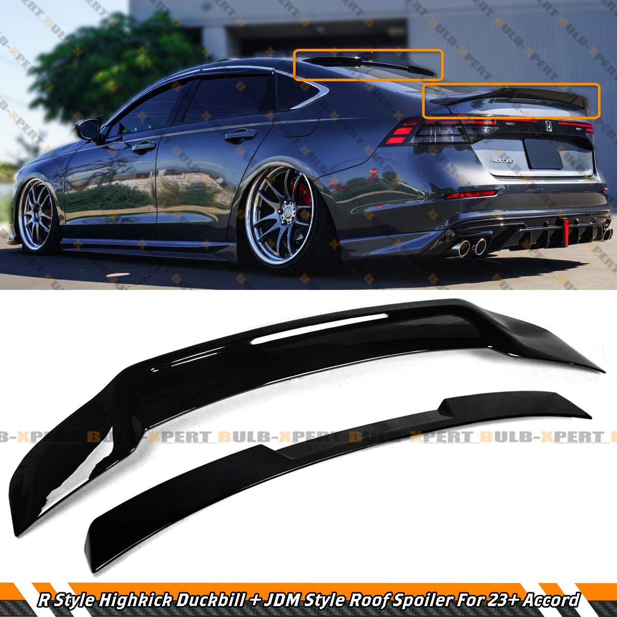 R STYLE HIGHKICK DUCKBILL TRUNK + JDM STYLE ROOF SPOILER FOR 23-26 HONDA ACCORD