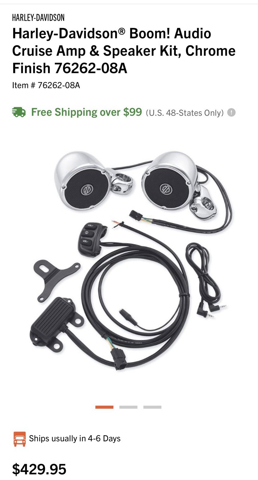 Harley Davidson boom Audio Cruise Amo & Speakers Kit, Chrome Finish 76262-08A Harley Davidson boom Audio Cruise Amo & Speakers Kit, Chrome Finish 76262-08A