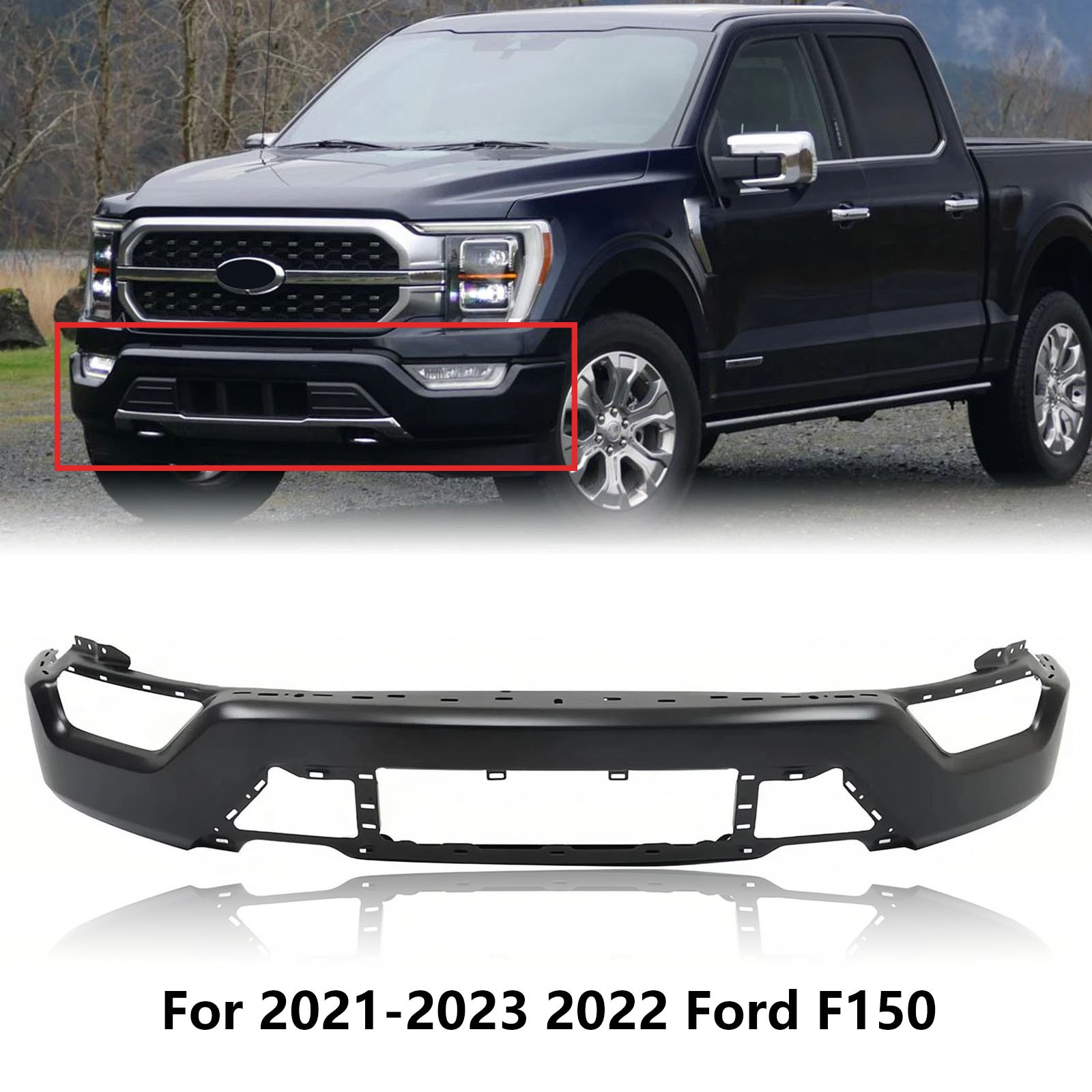 Steel Front Bumper Face Bar Fit For Ford F150 F-150 2021-2023 W/o Sensor Hole