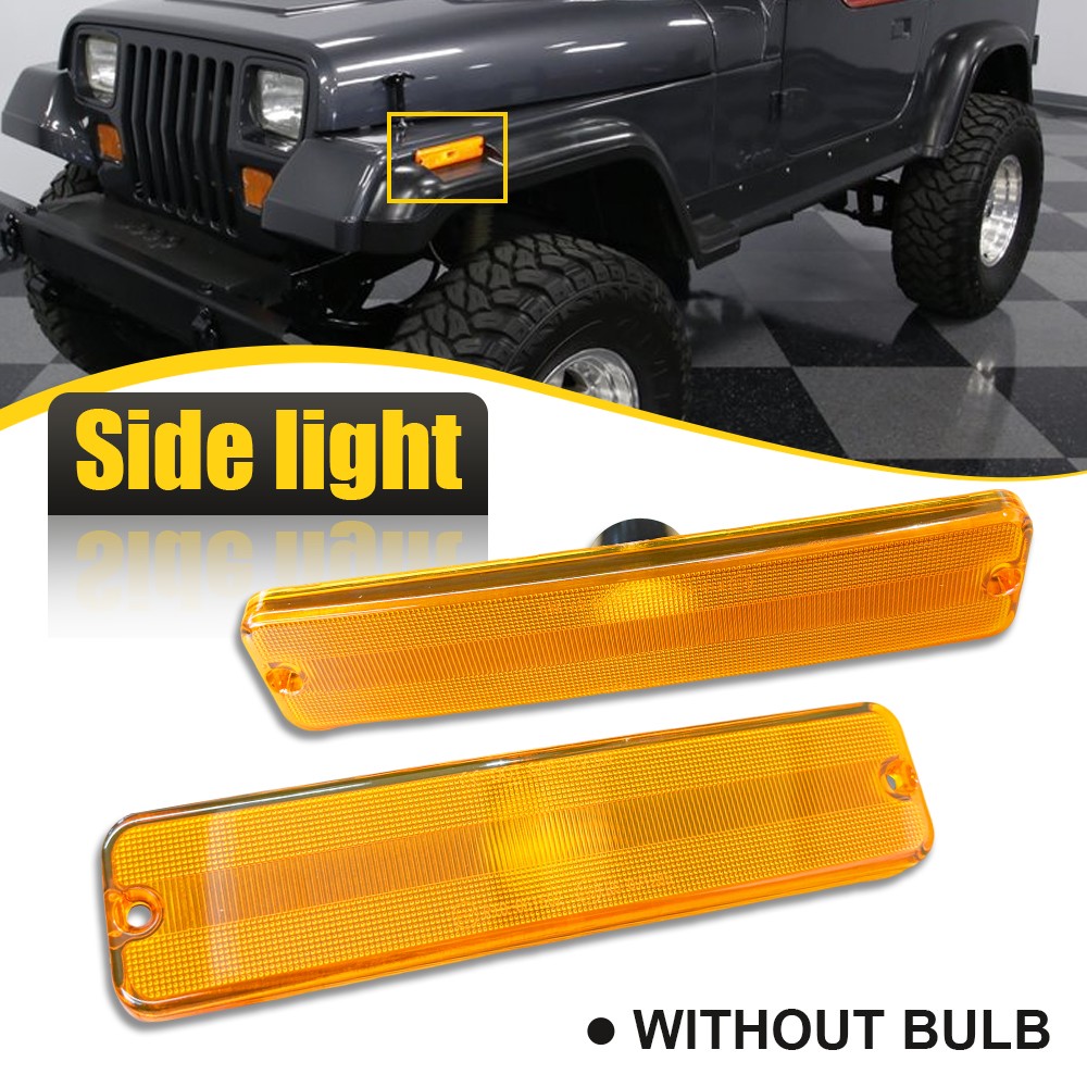 Front Amber Lens Side Marker Signal Light For Housing Jeep 1987-1995 Wrangler YJ