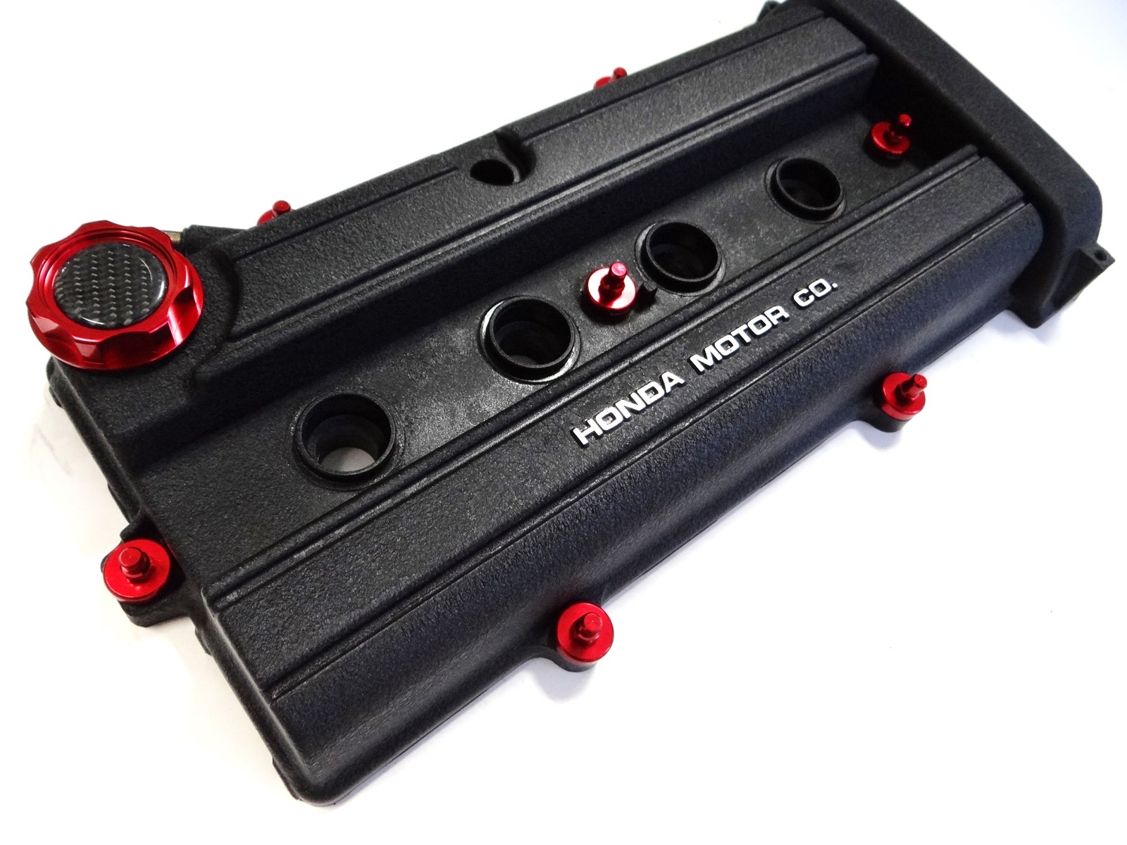 VMS RED ENGINE DRESS UP KIT B20 BILLET VALVE COVER WASHER SEALS NUTS OIL CAP