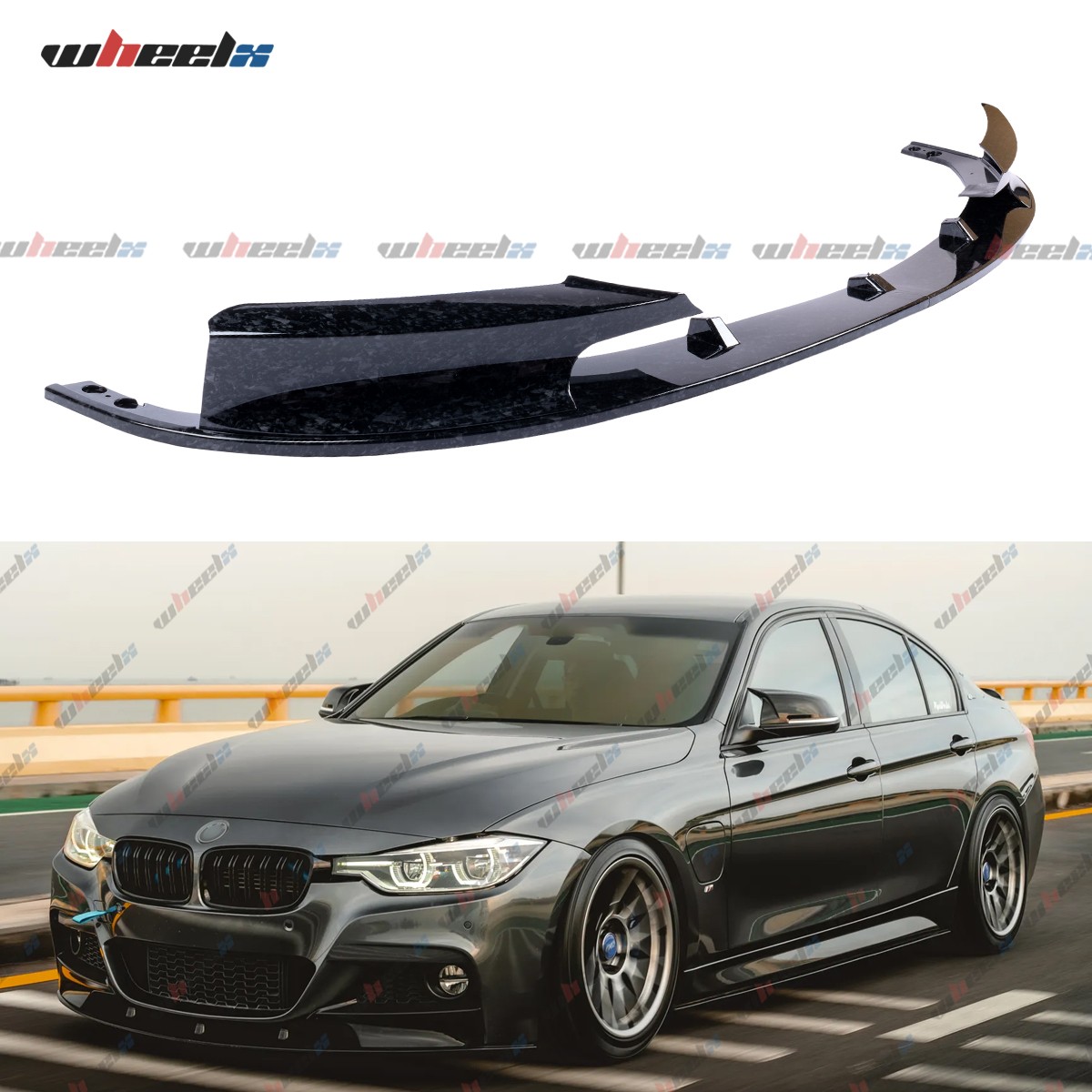 Front Bumper Spoiler Lip for BMW 3 Series F30 328i 335i M Sport Carbon 2012-2018