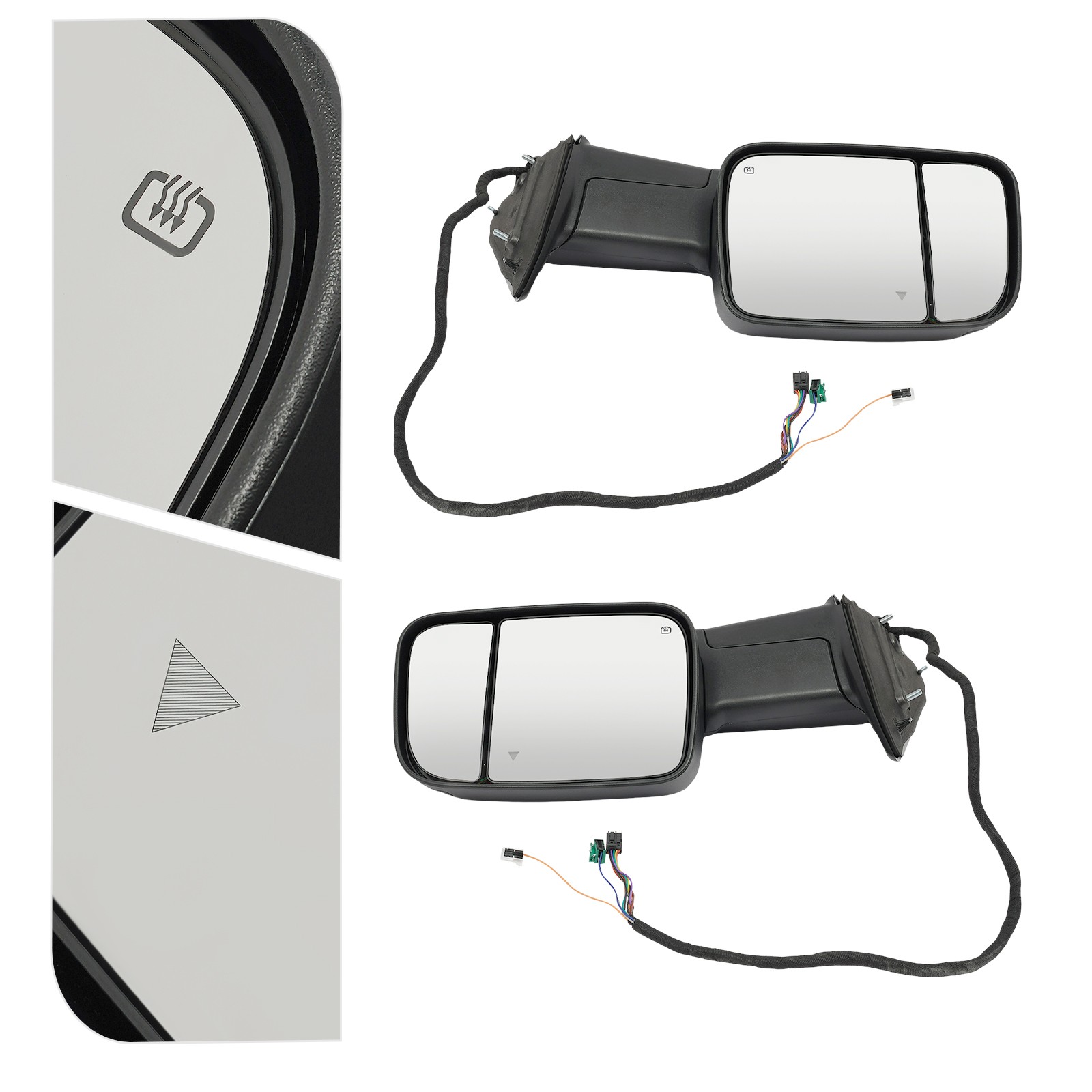 Black Left & Right Side Mirror For 2019-2021 Ram 2500 3500 NEW