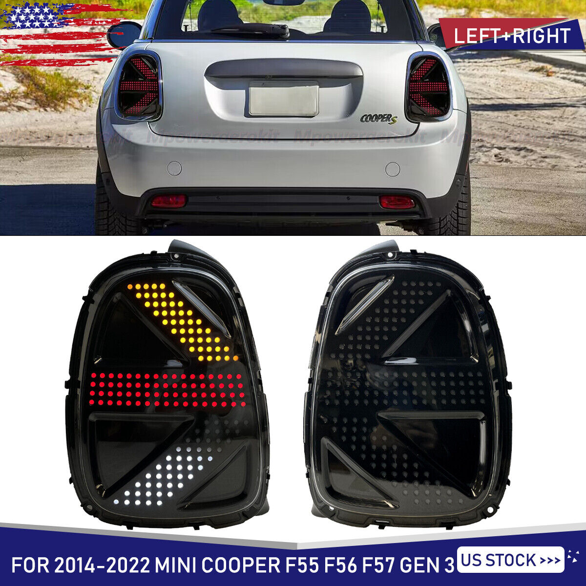 For 2014-2022 Mini F55 F56 F57 LED Rear Tail Lights GP Concept Style Gen 3 Black