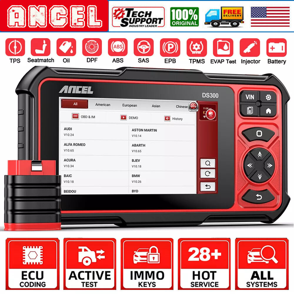 ANCEL DS300 OBD2 Scanner Full System Car Diagnostic Tool Code Reader K.EY Coding
