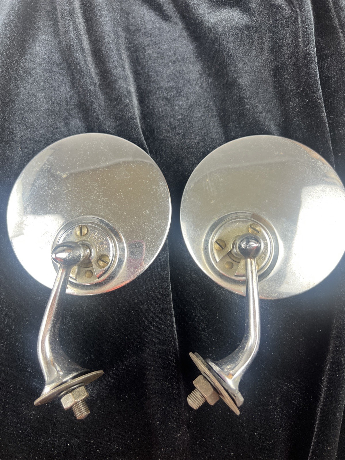 Vintage OEM Original Lucas 406 Wing Fender Mirrors Pair Jaguar MG Triumph Patina