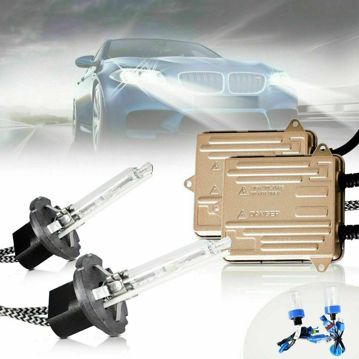 Vland 2PCs D2H/H7 Xenon Bulbs Conversion HID KIT with Ballast 12V 35W 6000K US