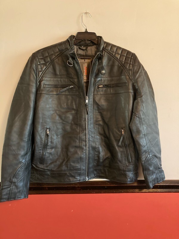 VL550B Vance Leather Men\'s XL Cafe Racer Gatsby Black Waxed Lambskin Motorcycle VL550B Vance Leather Men\'s XL Cafe Racer Gatsby Black Waxed Lambskin Motorcycle