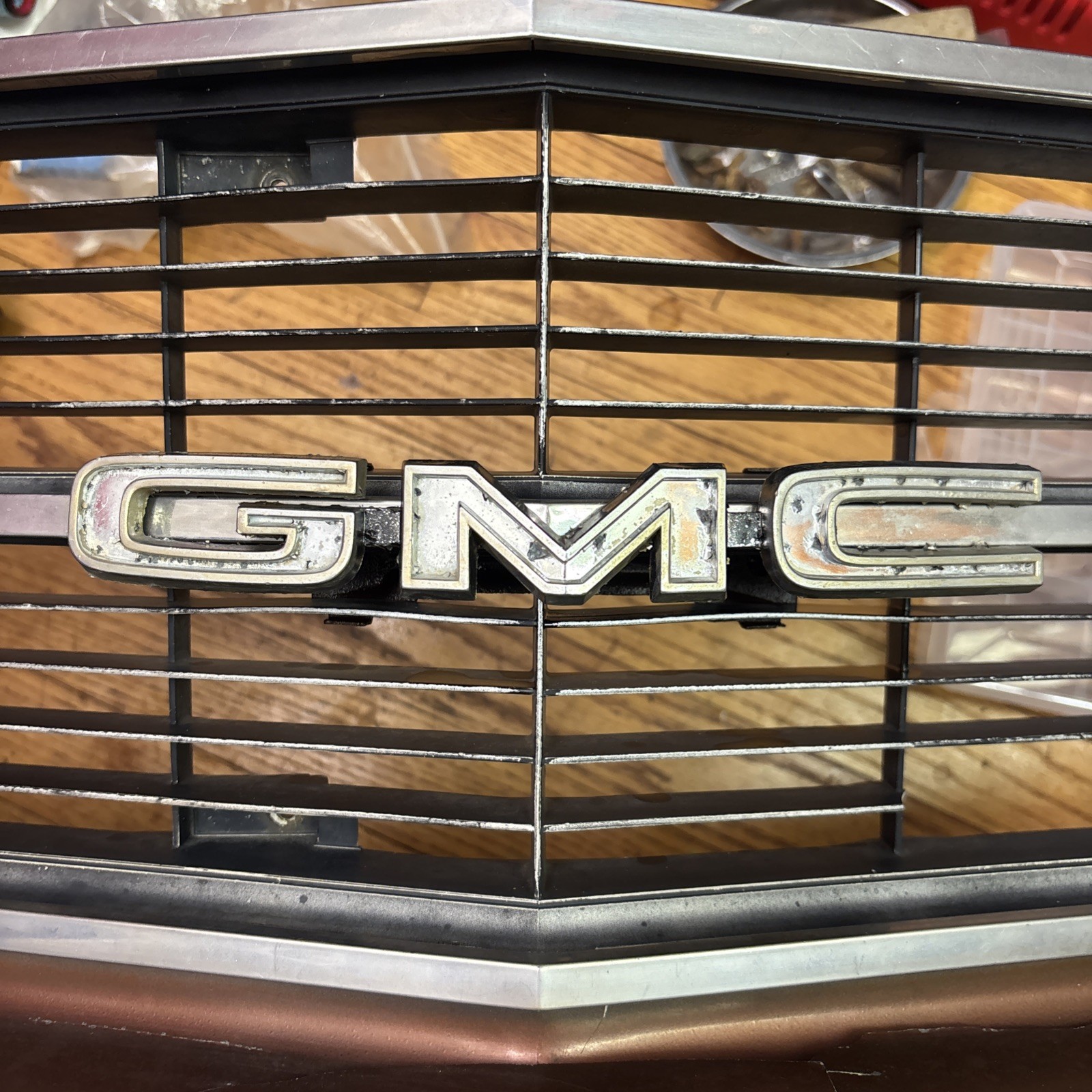 Original 1971-1972 GMC Sprint Grille Emblem - Complete OEM with Mounting Bracket