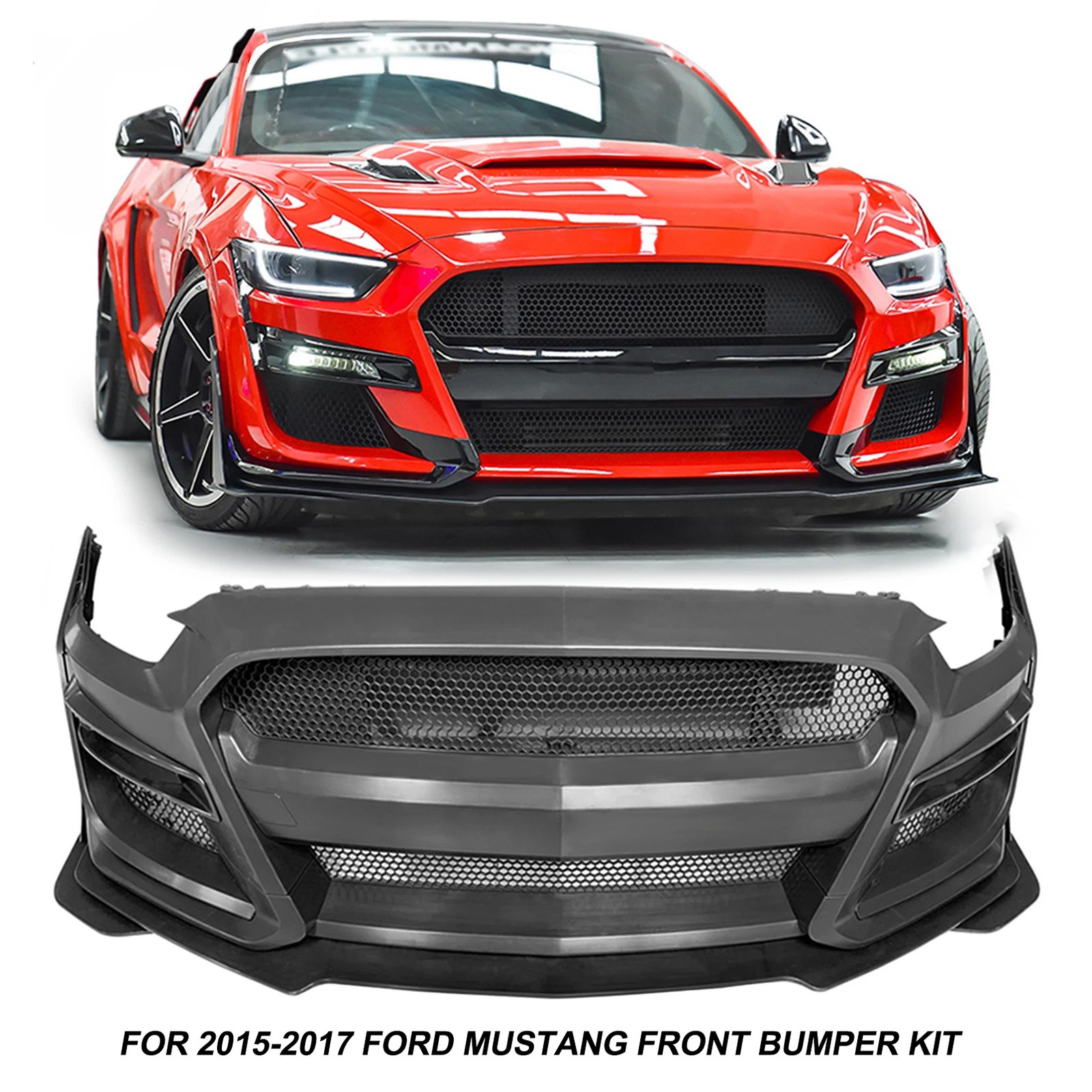 Upgrade Front Bumper Kit Facelift GT500 Shebly Style For 2015-2017 Ford Mustang Upgrade Front Bumper Kit Facelift GT500 Shebly Style For 2015-2017 Ford Mustang