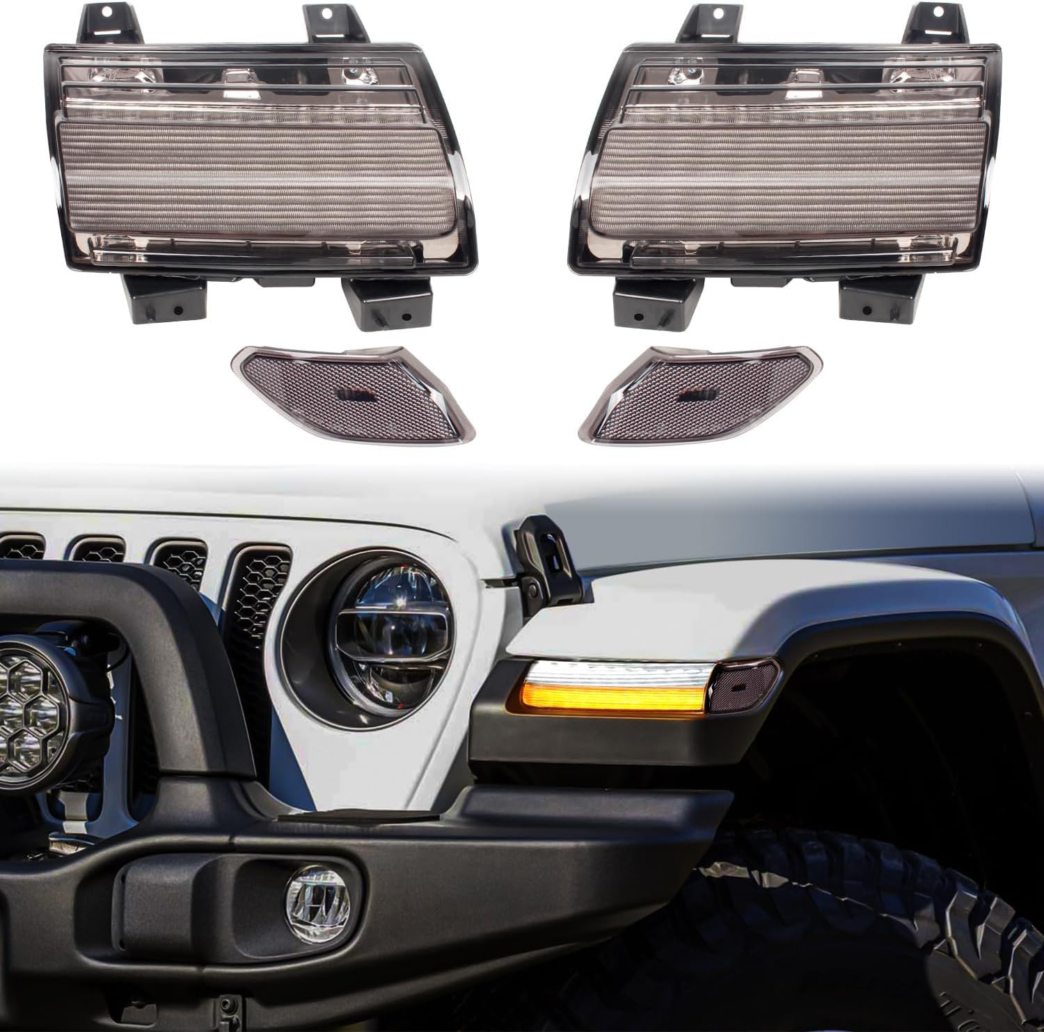 LED Fender Turn Signal Lights DRL For Jeep Wrangler JL Gladiator 2018-2023