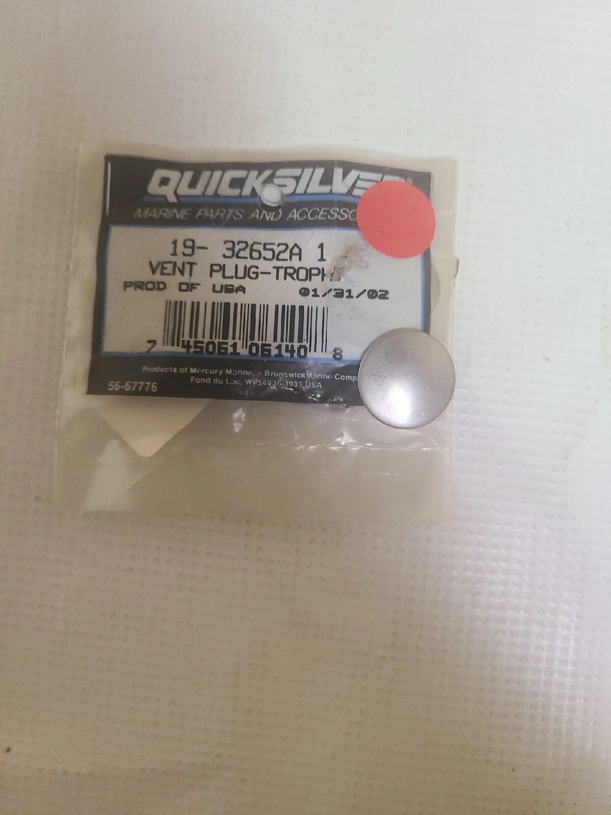 Quicksilver Trophy Vent Plug 19-32652A1 XX Quicksilver Trophy Vent Plug 19-32652A1 XX