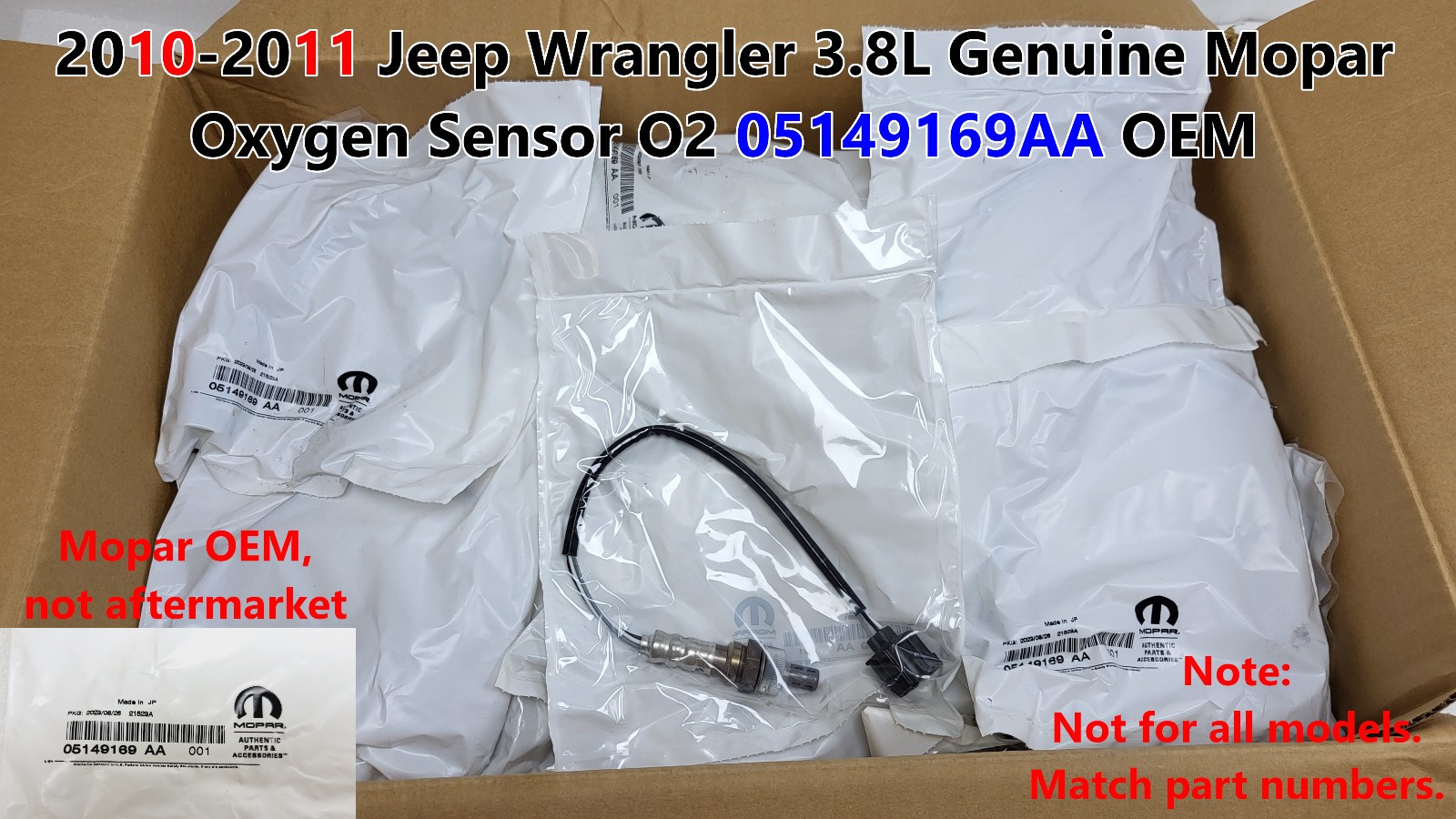 2010-2011 Jeep Wrangler 3.8L Genuine Mopar Oxygen Sensor O2 5149169AA 2010-2011 Jeep Wrangler 3.8L Genuine Mopar Oxygen Sensor O2 5149169AA