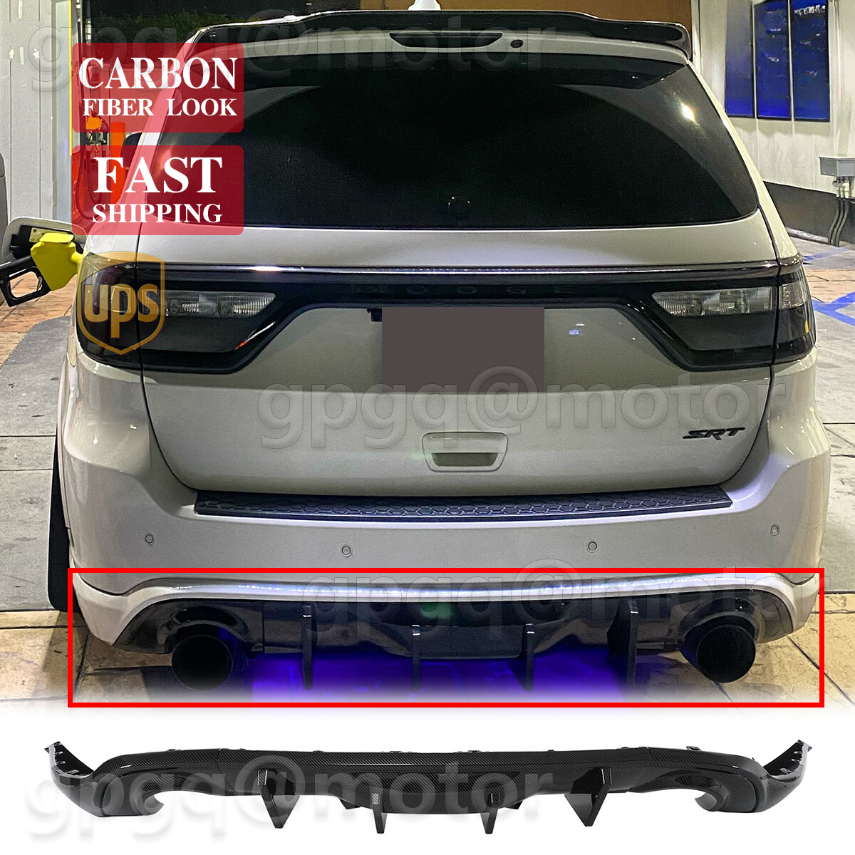 For Dodge Durango R/T SRT 11-2025 V2 Carbon Fiber Shark Fin Rear Bumper Diffuser For Dodge Durango R/T SRT 11-2025 V2 Carbon Fiber Shark Fin Rear Bumper Diffuser