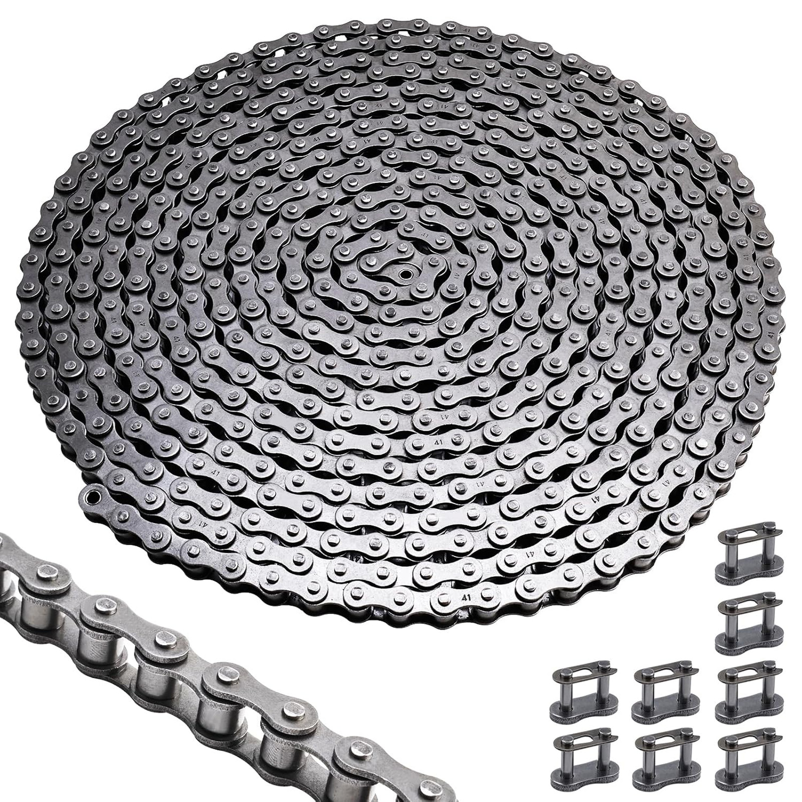 #41 Roller Chain 20 Feet for Electric Gate Openers with 8 Connecting Links #41 Roller Chain 20 Feet for Electric Gate Openers with 8 Connecting Links