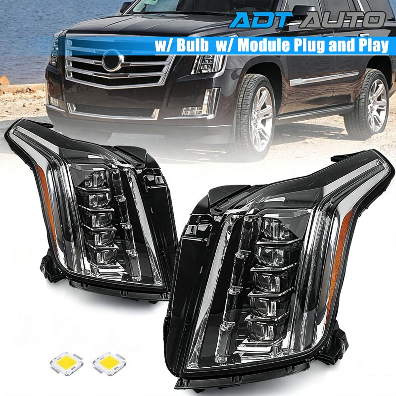 Full LED For Cadillac Escalade 2015-2020 Chrome Headlights Assembly Left & Right