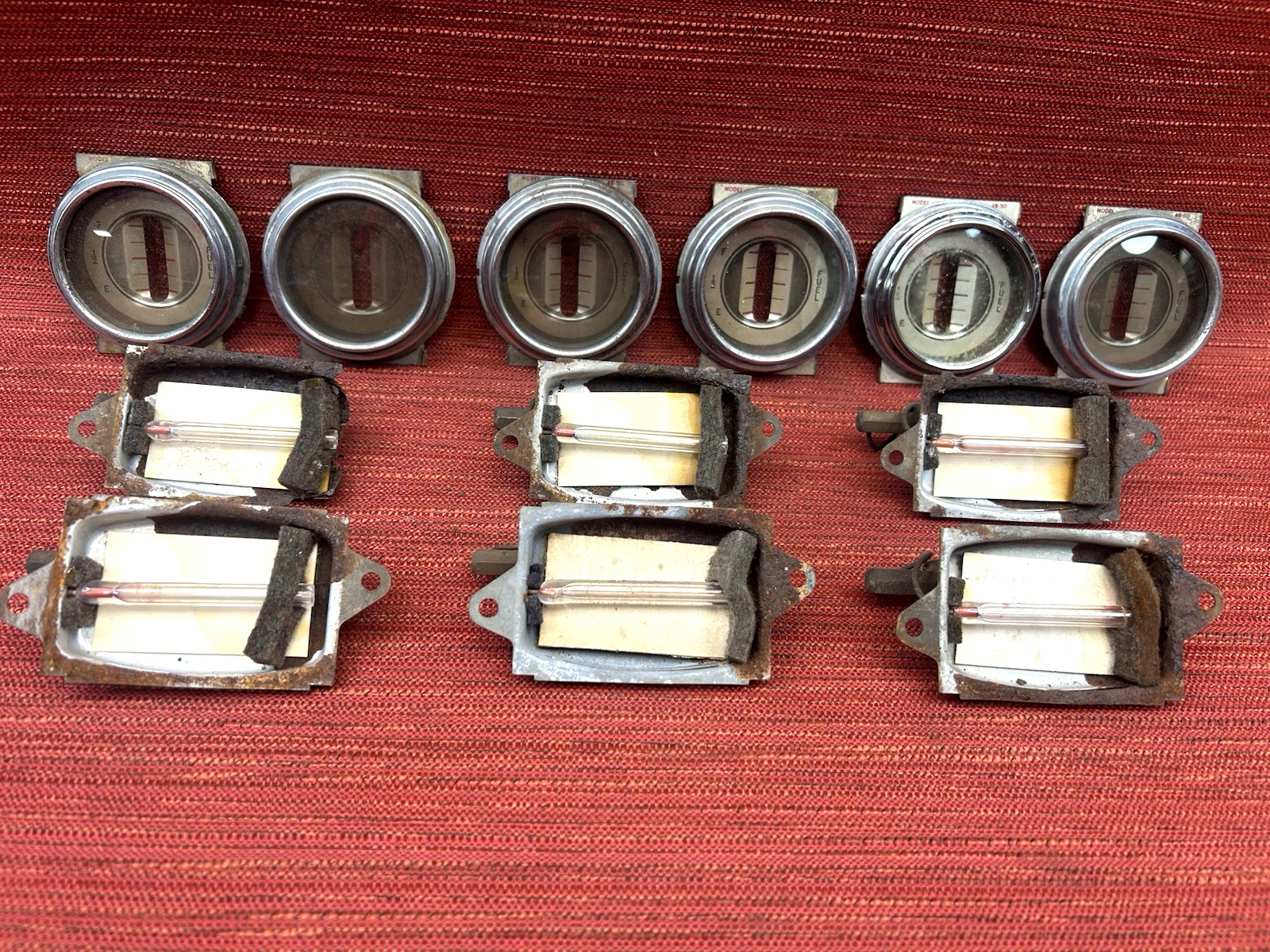 Collection of 1935-1936 Ford  truck hydrostatic fuel dash  gauge instruments,