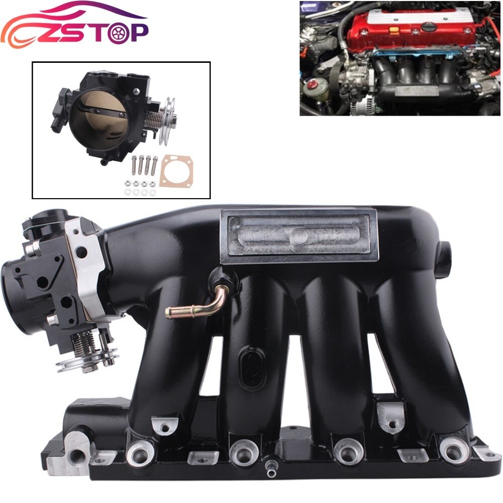 Black K-Series Intake Manifold + 70MM Throttle Body For K20 K24 K24A2 K20Z3