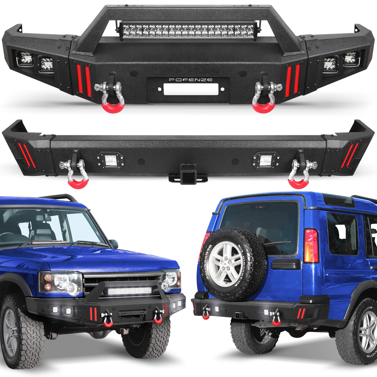 For 1999-2004 Land Rover Discovery 2 Steel Front or Rear Bumper W/Light +D-rings For 1999-2004 Land Rover Discovery 2 Steel Front or Rear Bumper W/Light +D-rings