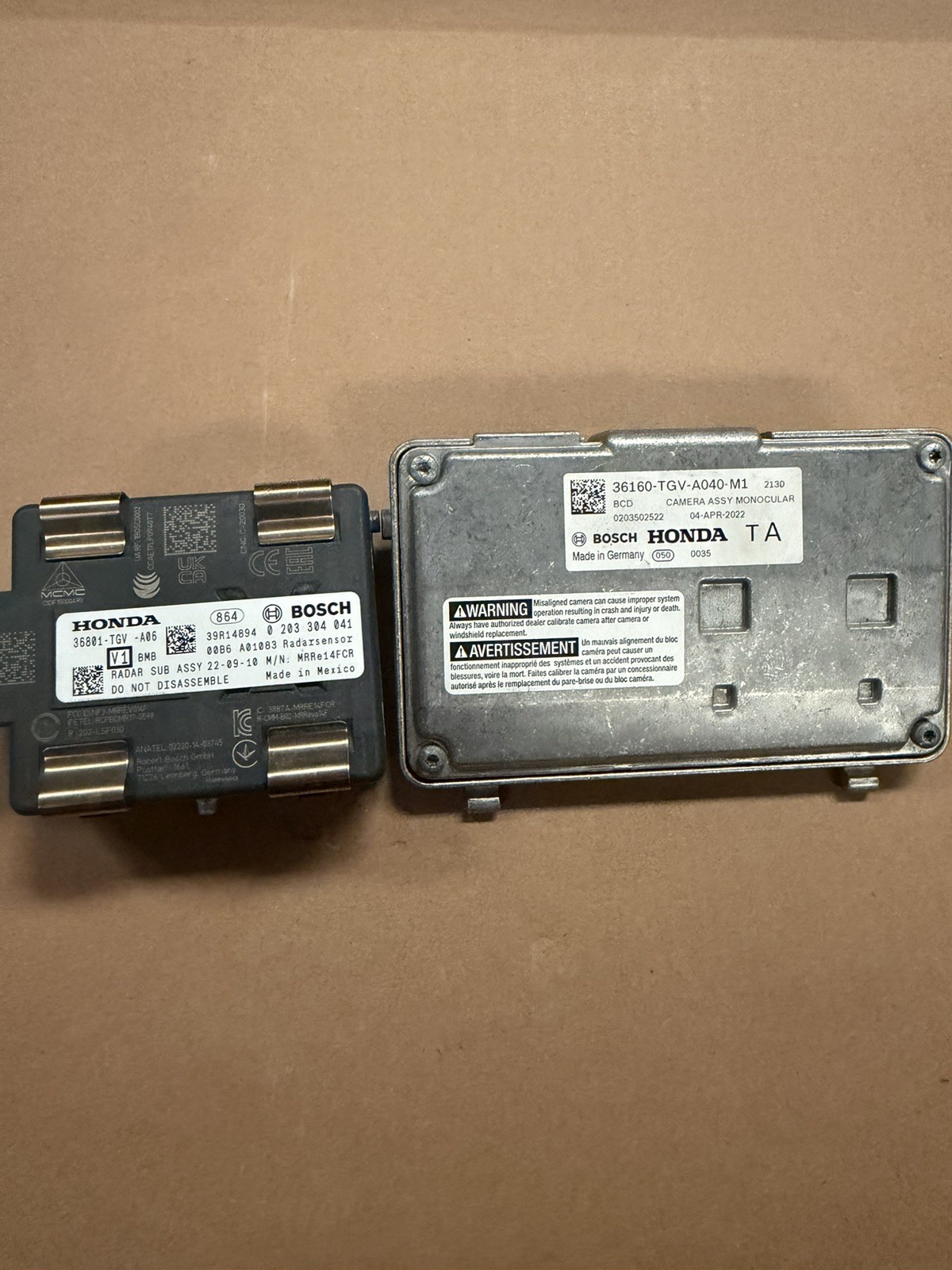 2021-2023 Acura TLX Radar And Camara, OEM 36801-TGV-A06/36160-TGV-A040-M1 2021-2023 Acura TLX Radar And Camara, OEM 36801-TGV-A06/36160-TGV-A040-M1