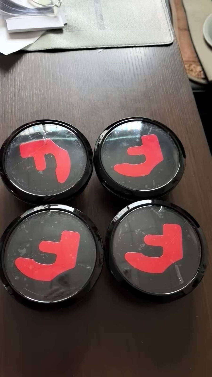4 X RED CHROME EMBLEM CENTER CAPS FLOATING SPINNER FOR FORGIATO WHEEL 2.75 In